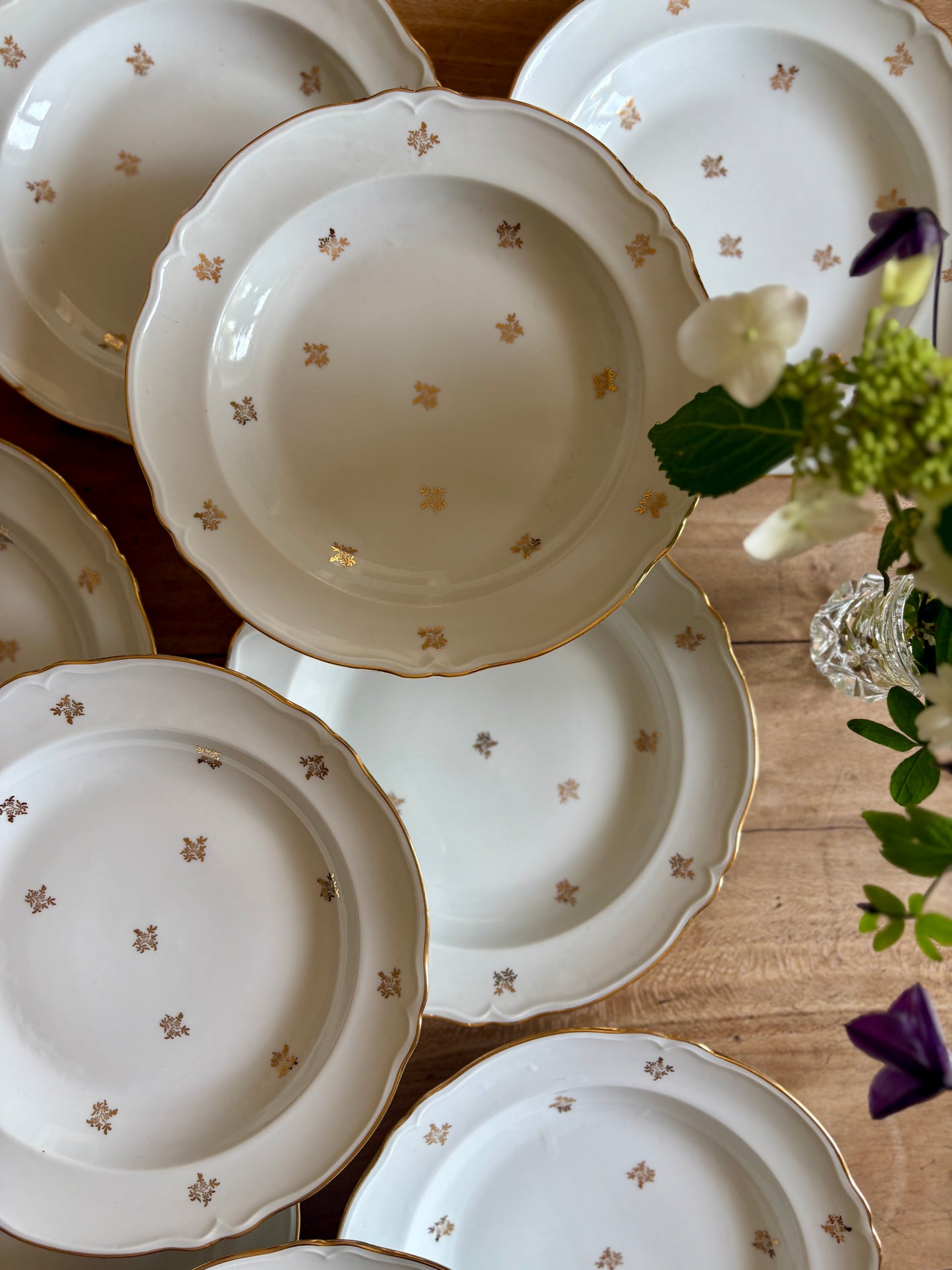 Lot de 10 assiettes creuses vintage en porcelaine de Limoges