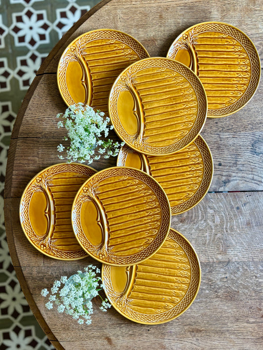 Lot de 7 assiettes vintage à asperges