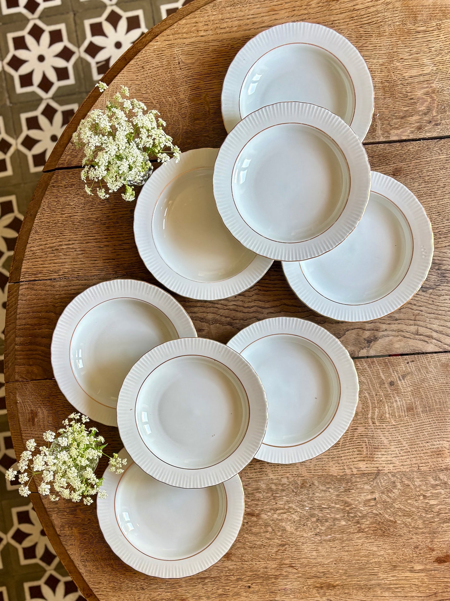 Lot de 8 assiettes creuses vintage en porcelaine Allemande