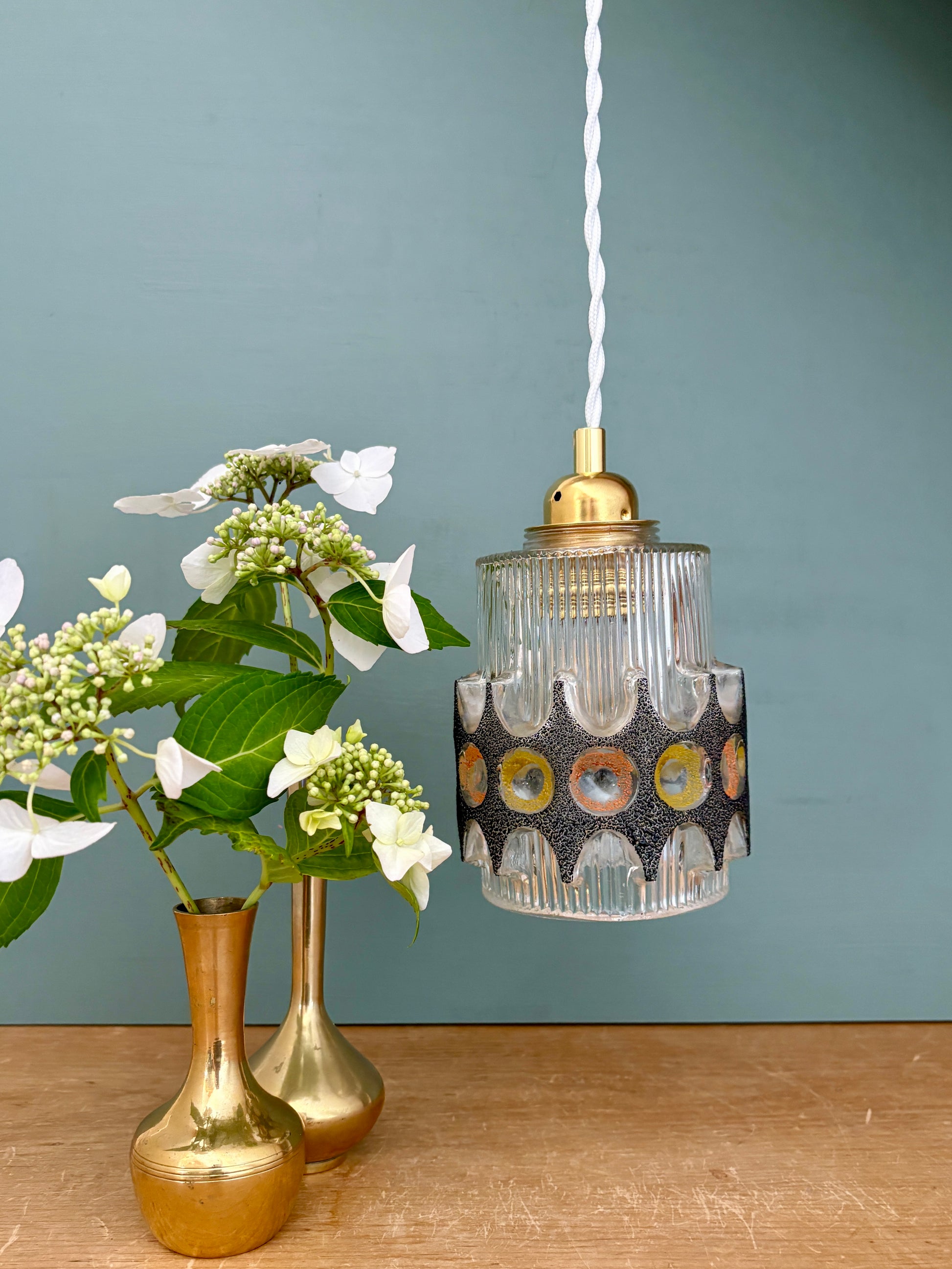 Lampe suspension vintage verte - upcycling Lampe suspension vintage verte - upcycling