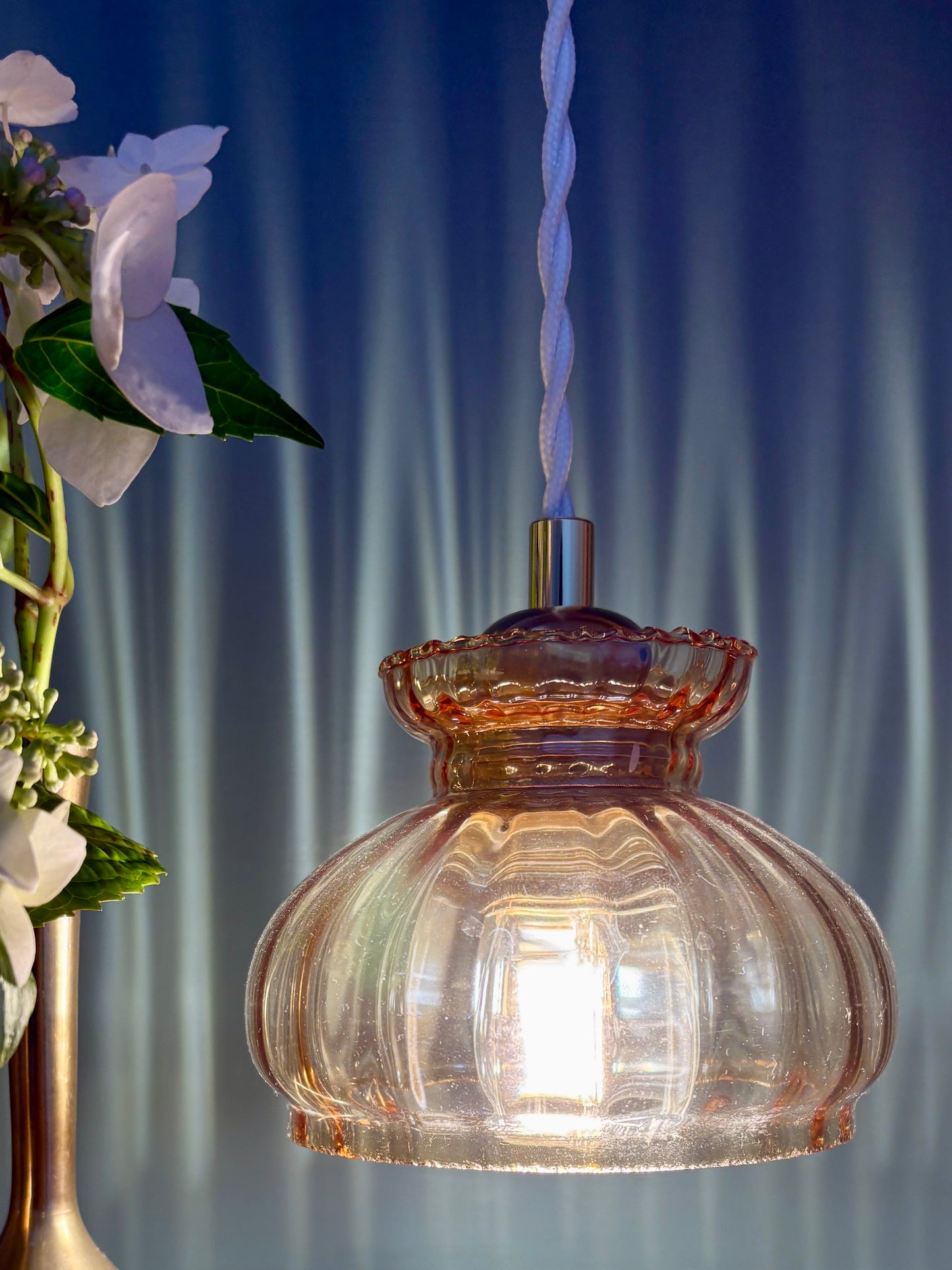 Suspension abat -jour vintage en verre ambré