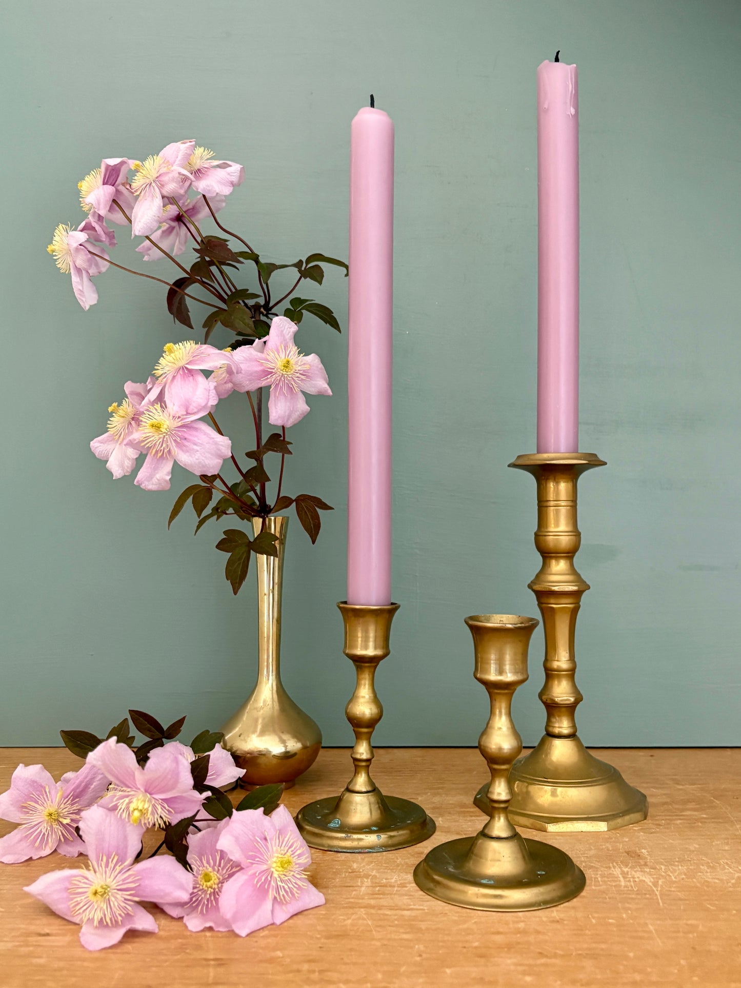 Lot de 3 bougeoirs/chandeliers anciens en laiton (BL3)
