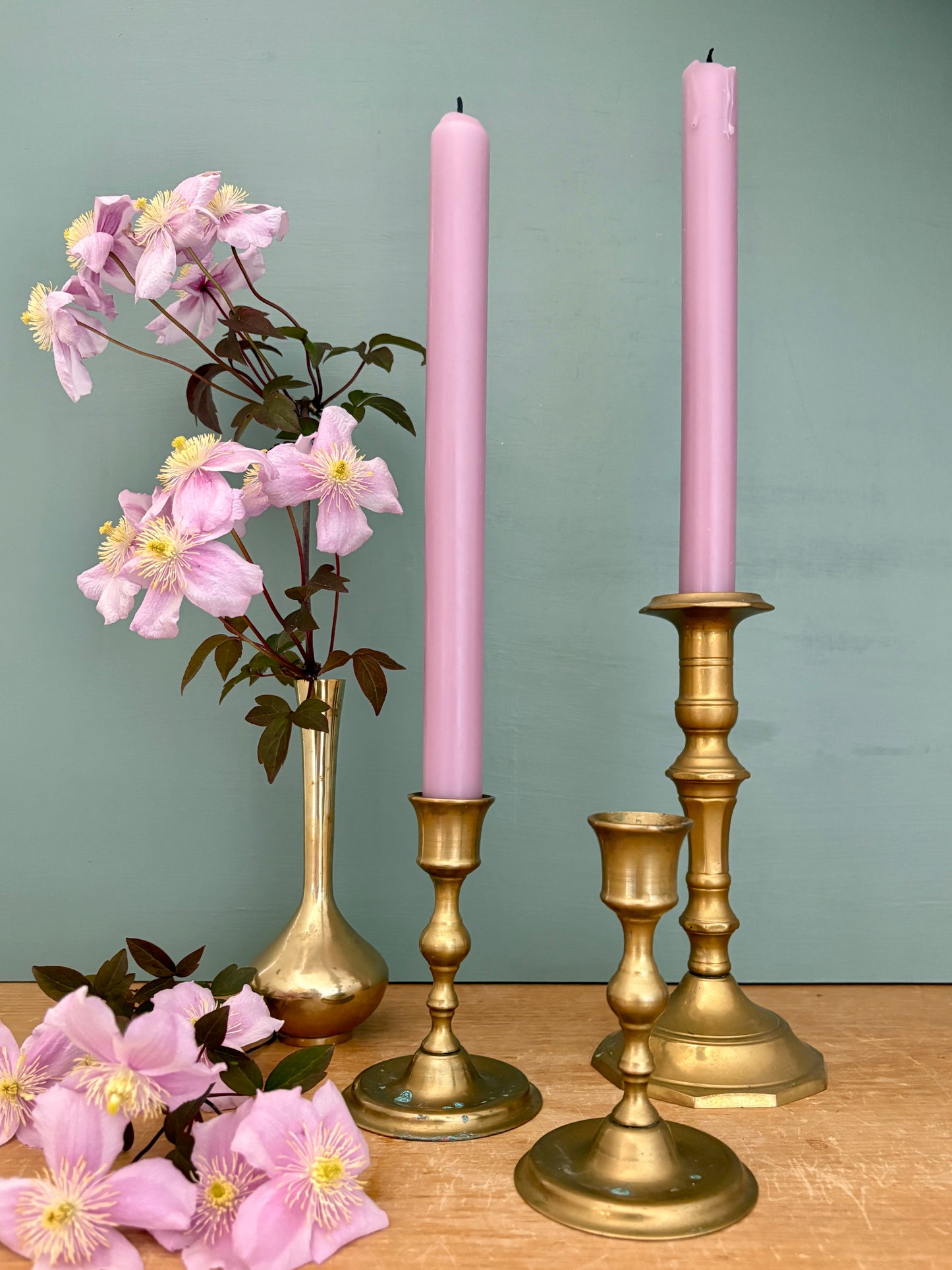 Lot de 3 bougeoirs/chandeliers anciens en laiton (BL3)