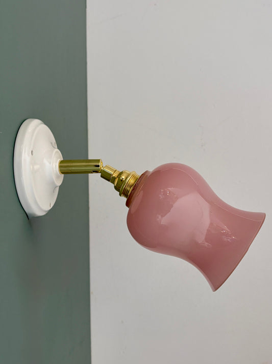 Applique tulipe vintage en opaline rose