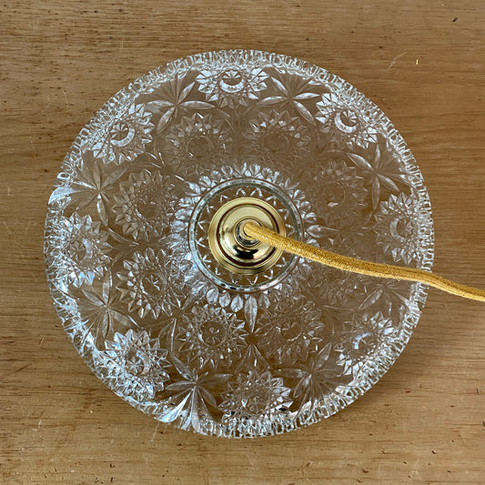 Suspension abat-jour vintage en verre moulé - collection vaisselle -