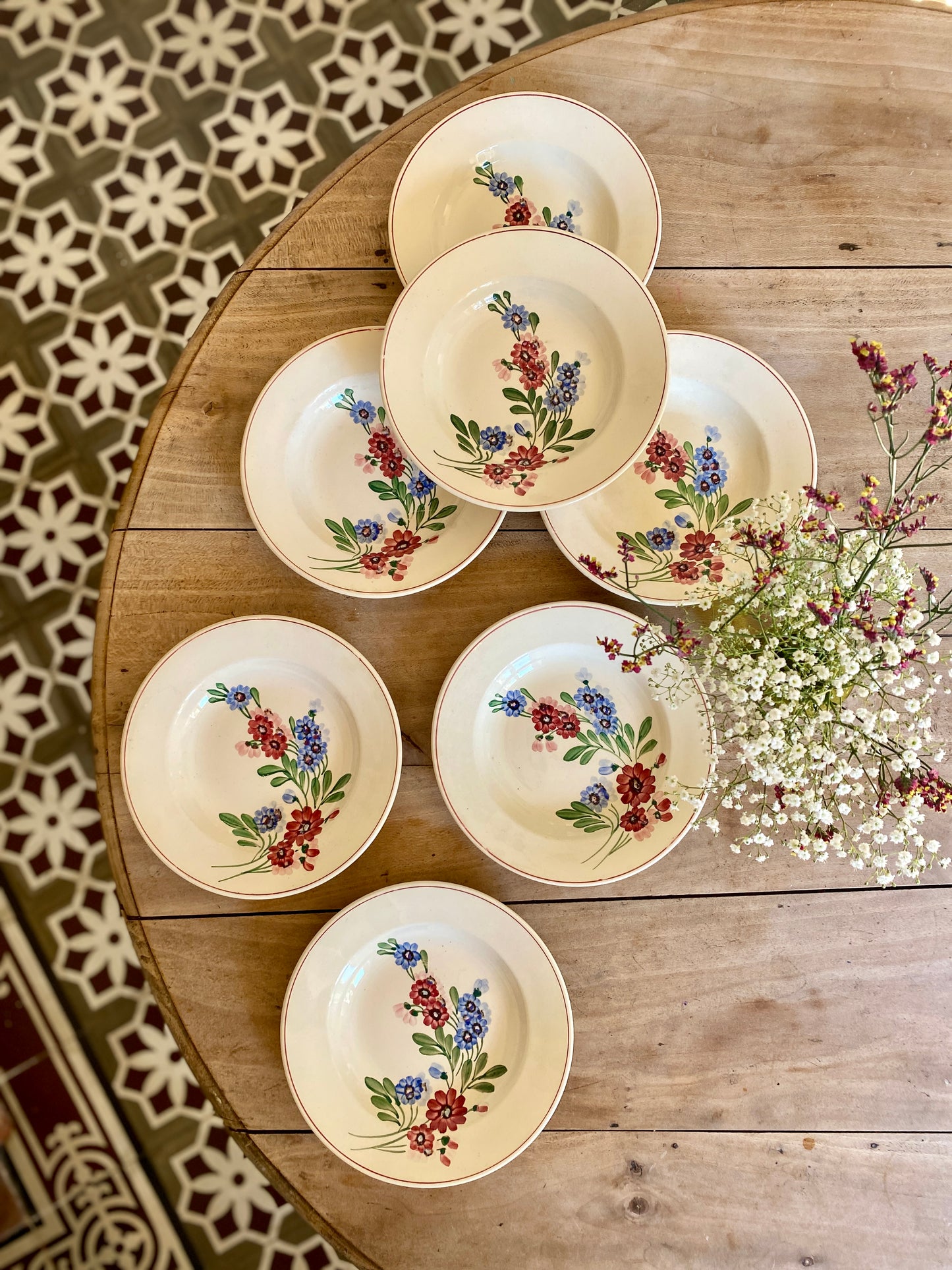 Lot de 7 assiettes creuses vintage, Aigueperse de Sarreguemines