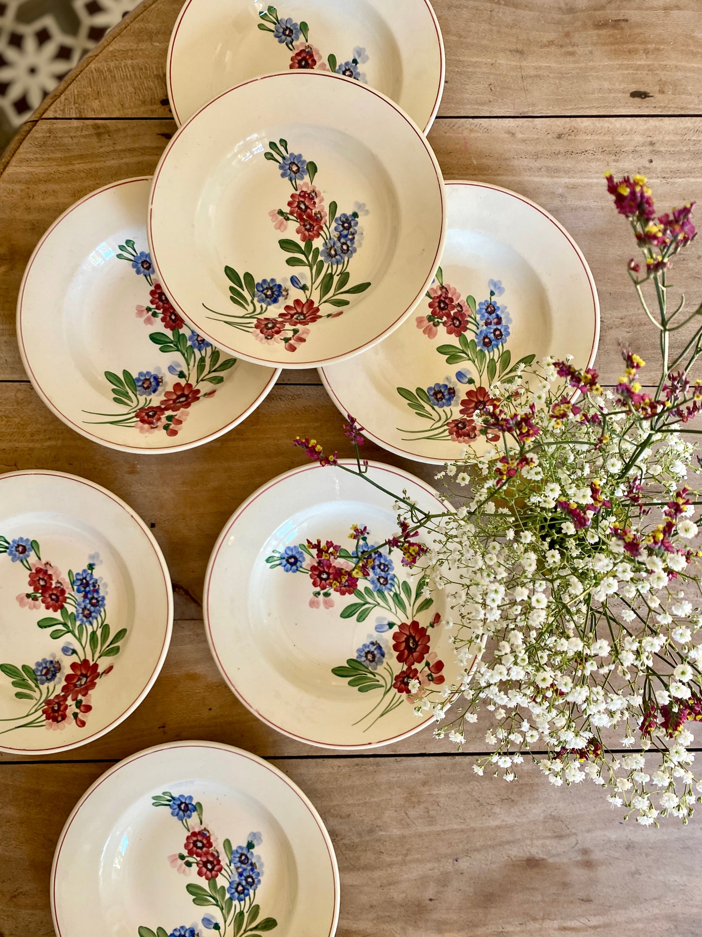 Lot de 7 assiettes creuses vintage, Aigueperse de Sarreguemines