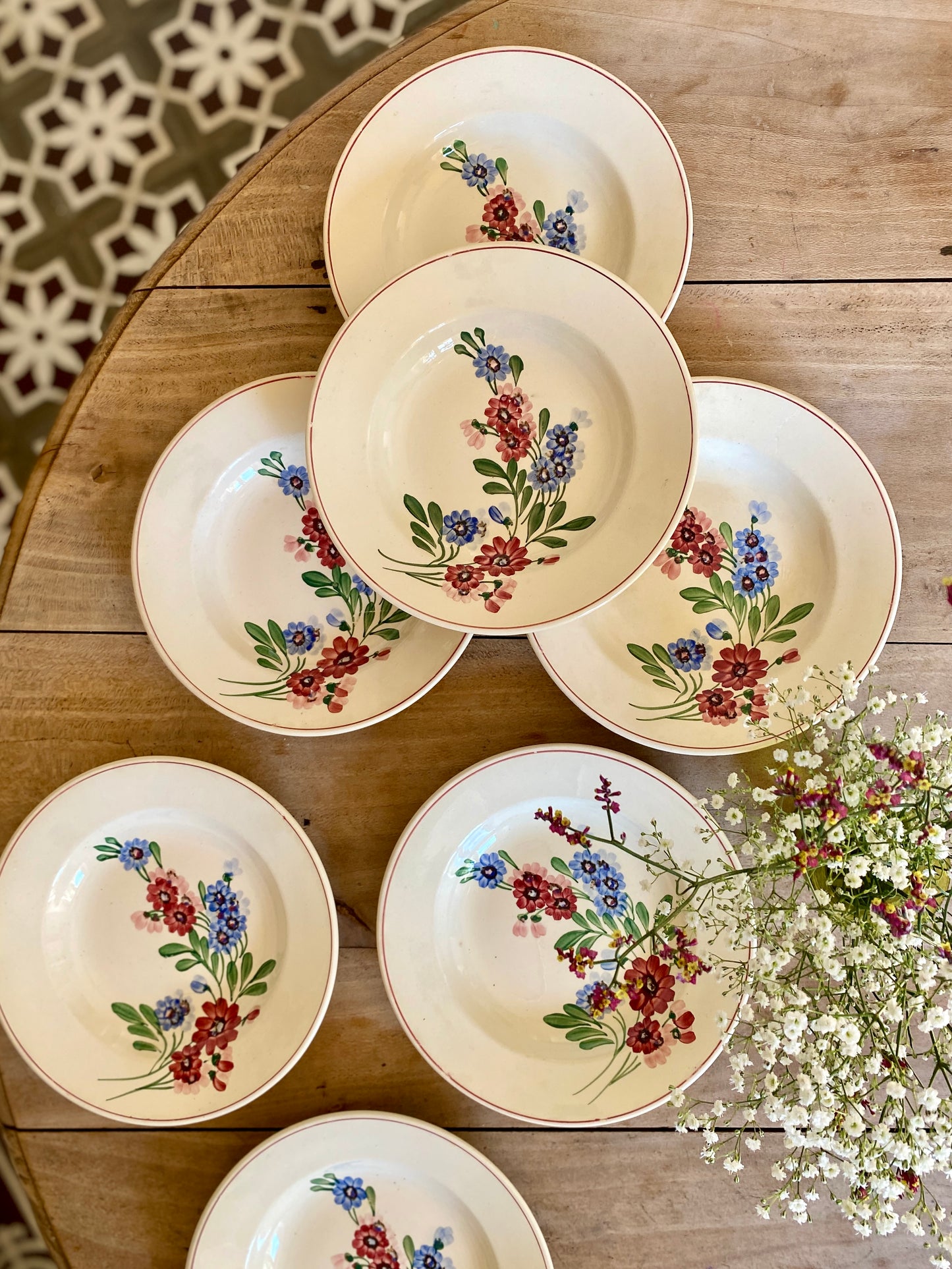 Lot de 7 assiettes creuses vintage, Aigueperse de Sarreguemines