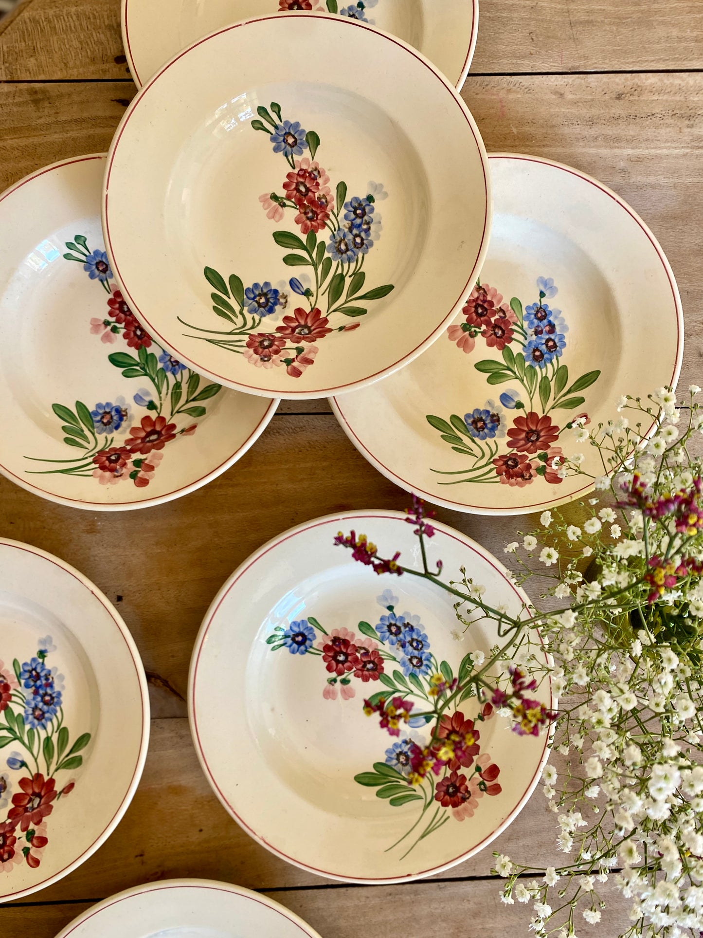 Lot de 7 assiettes creuses vintage, Aigueperse de Sarreguemines