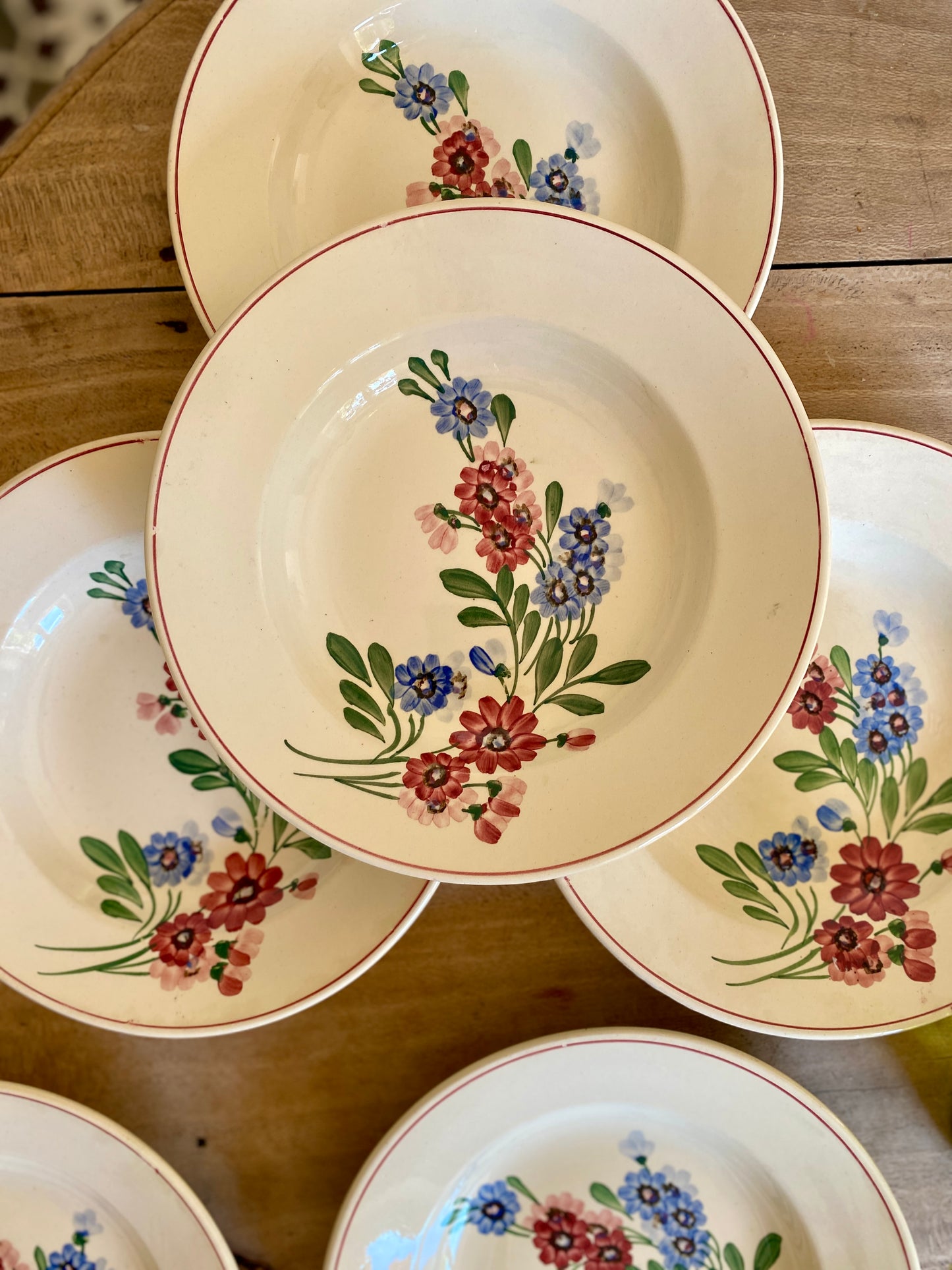 Lot de 7 assiettes creuses vintage, Aigueperse de Sarreguemines