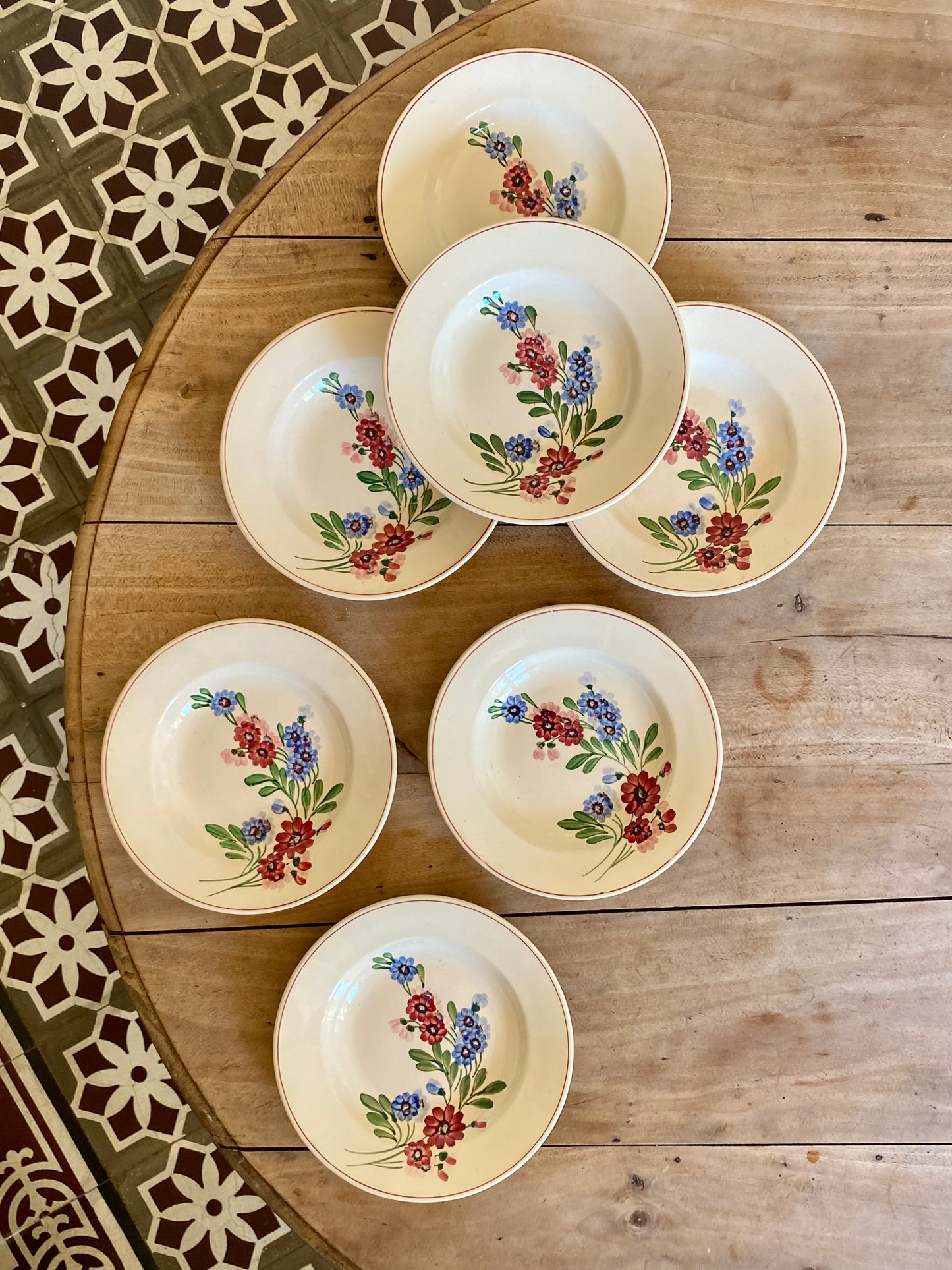 Lot de 7 assiettes creuses vintage, Aigueperse de Sarreguemines