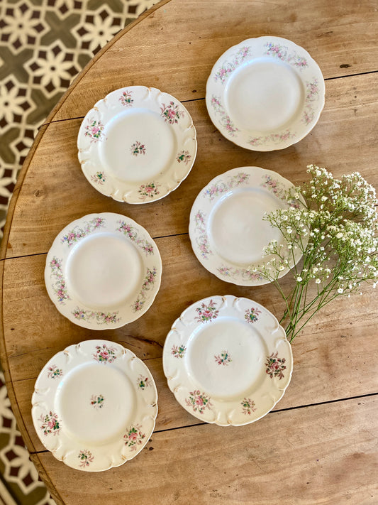 Lot de 6 assiettes à dessert vintage Dépareillées (PAS1)