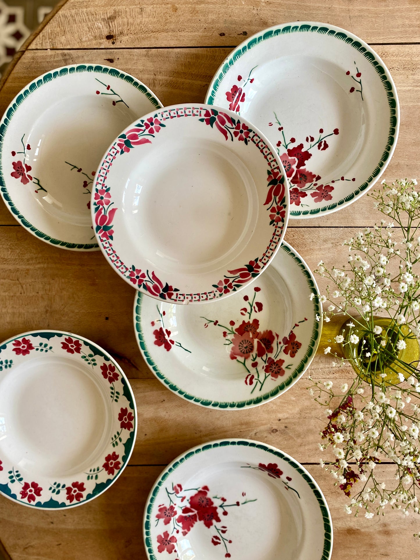 Lot de 6 assiettes creuse vintage modèle 4205 de Saint Amand