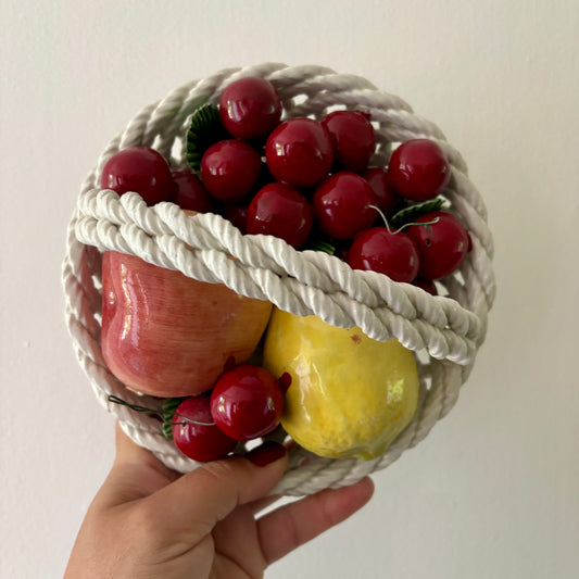 panier de fruit vintage en céramique