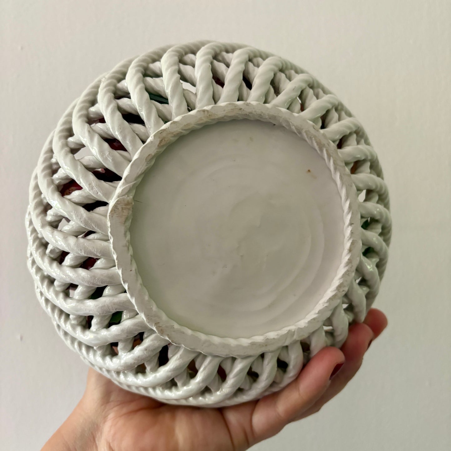 panier de fruit vintage en céramique