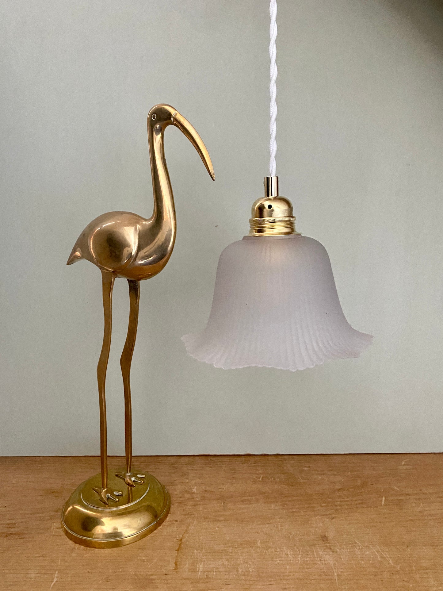 Suspension abat-jour vintage en verre dépoli