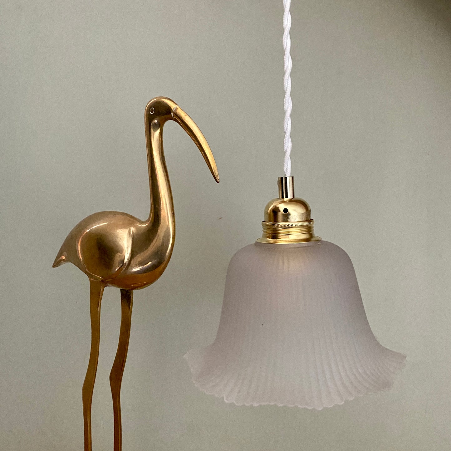 Suspension abat-jour vintage en verre dépoli