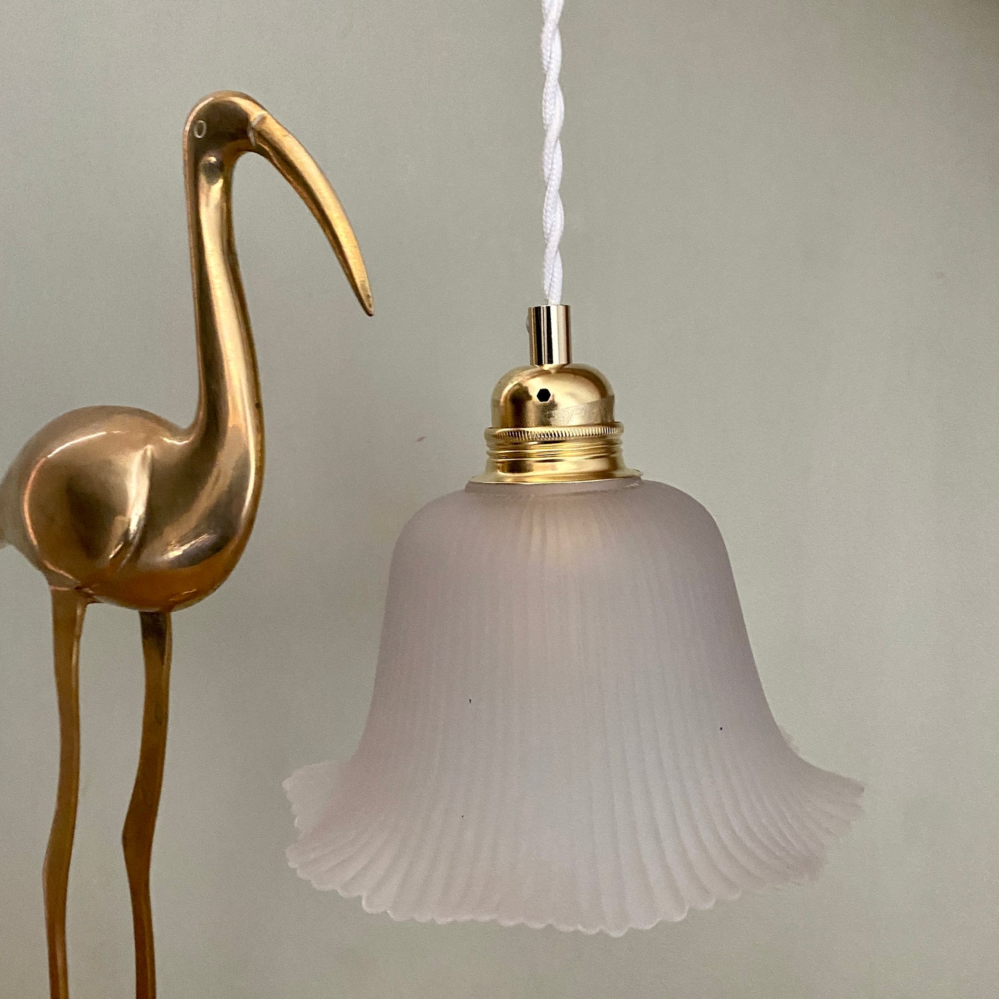 Suspension abat-jour vintage en verre dépoli