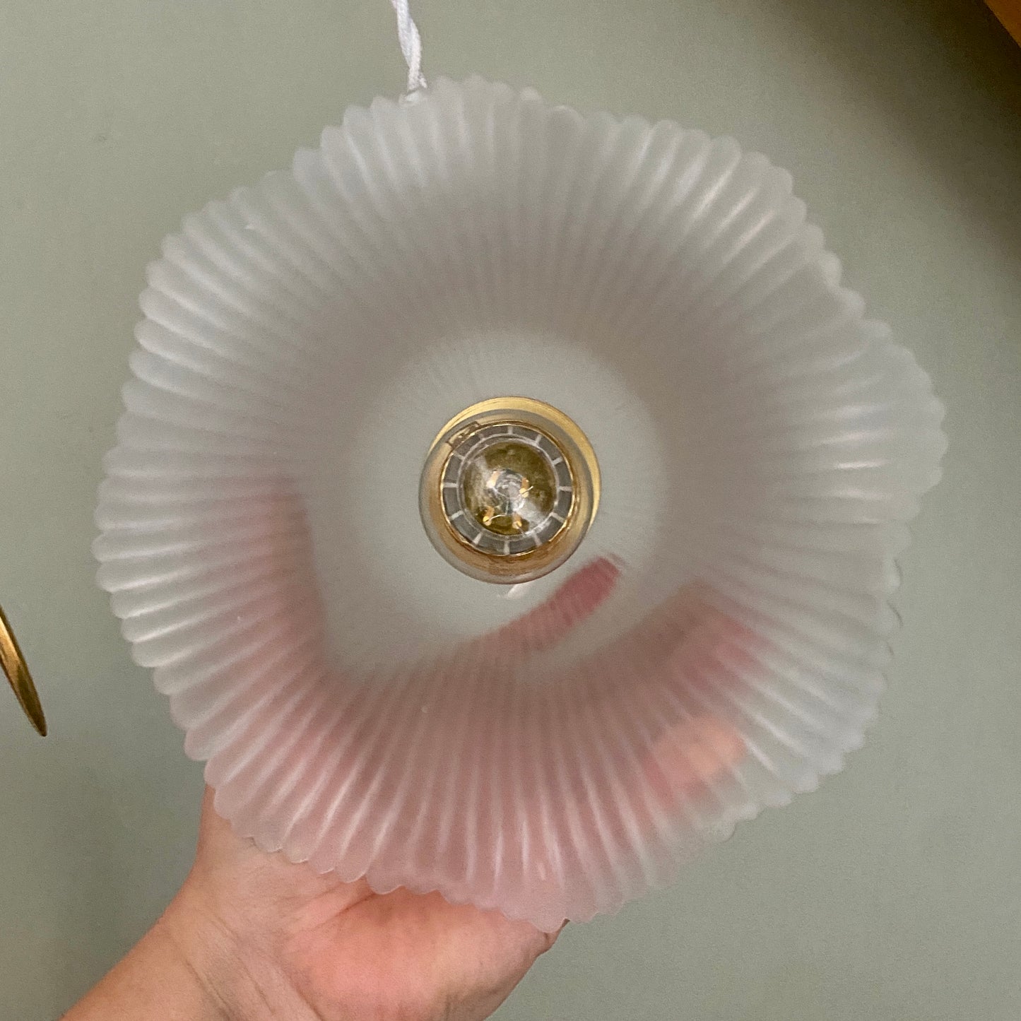 Suspension abat-jour vintage en verre dépoli