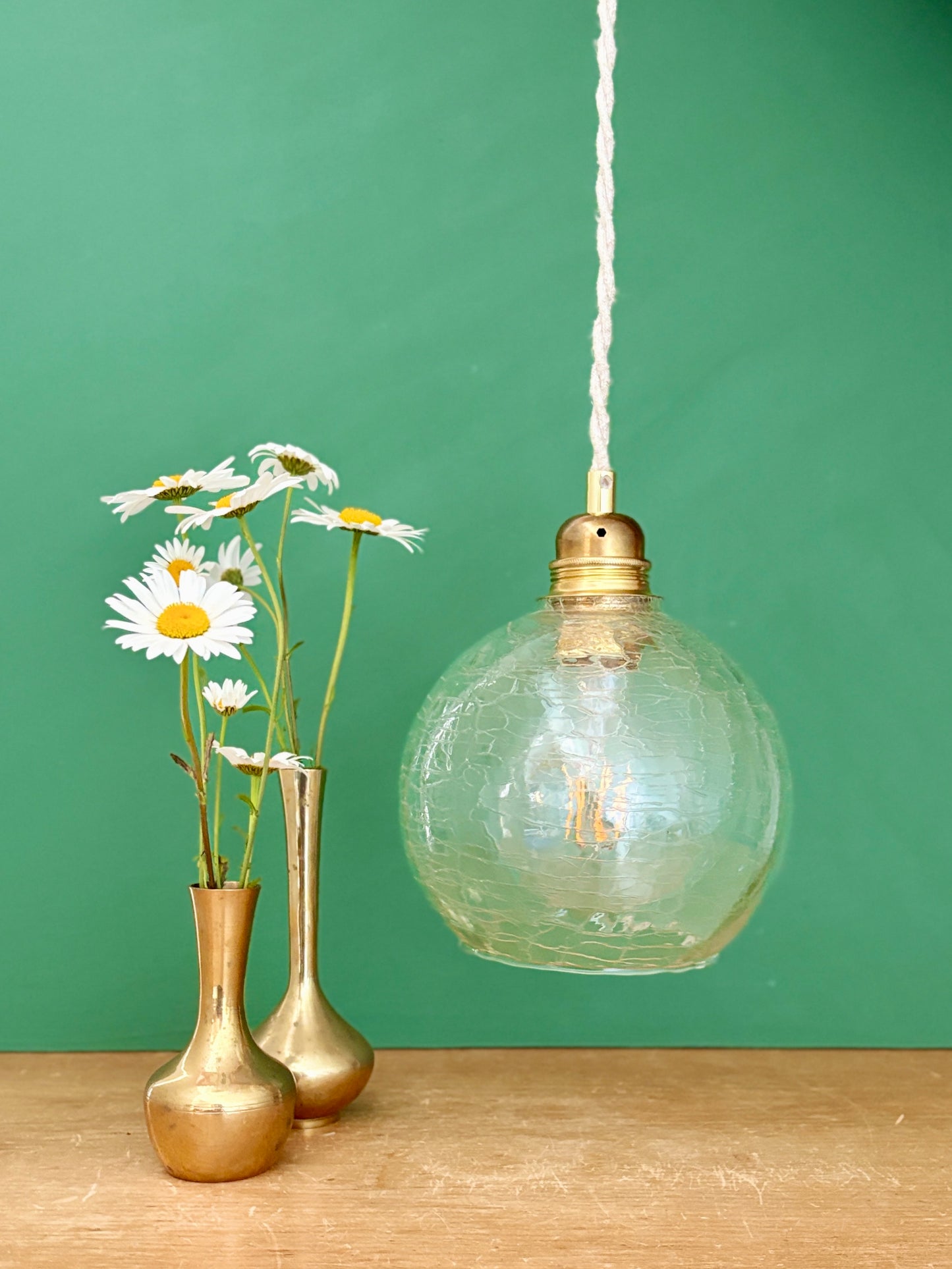 Suspension globe vintage en verre