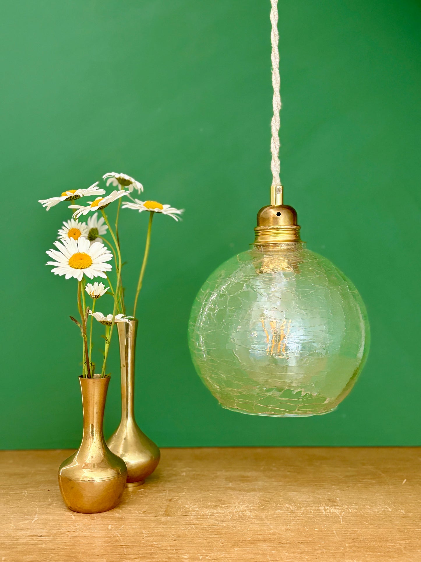 Suspension globe vintage en verre