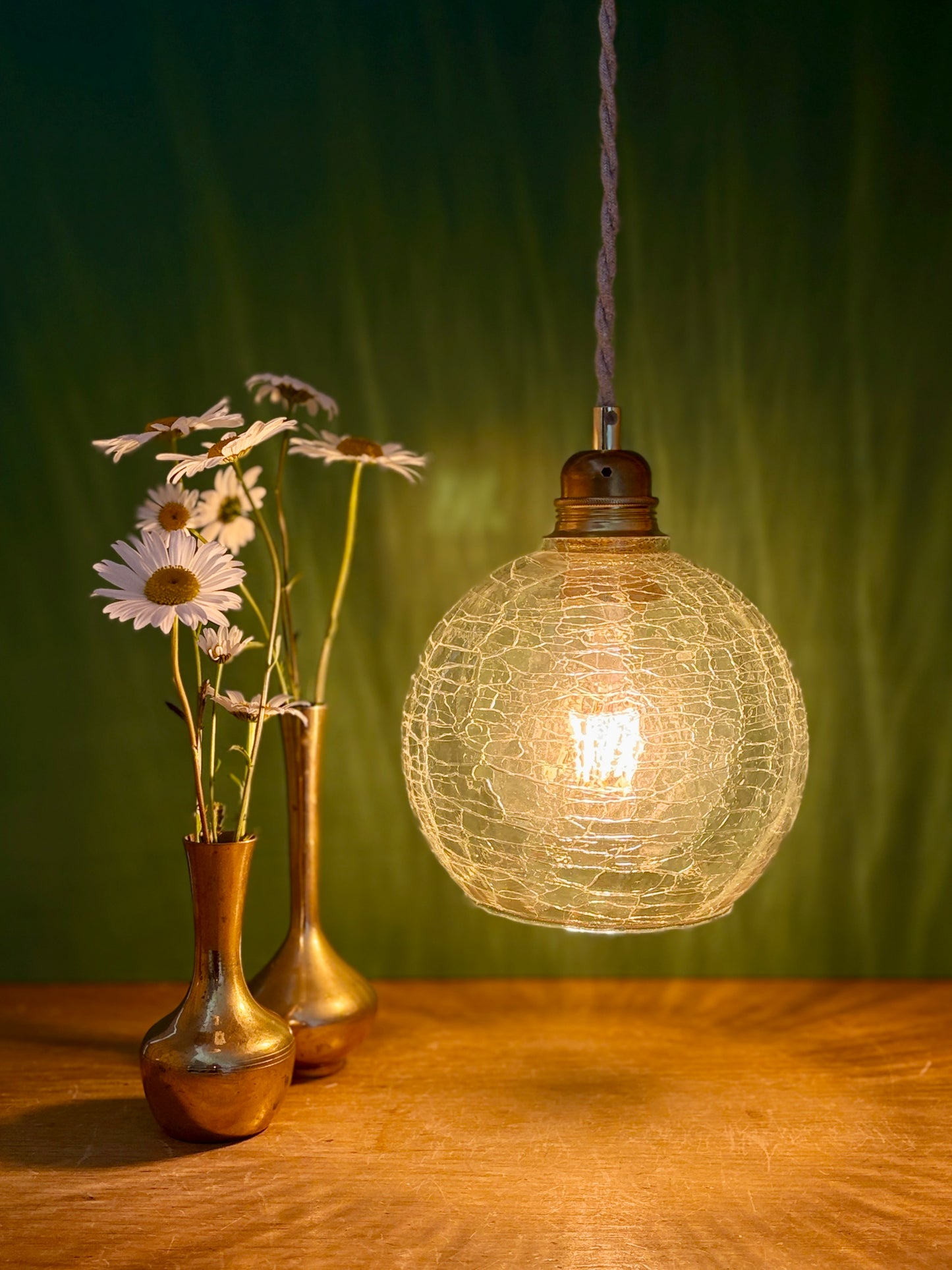 Suspension globe vintage en verre