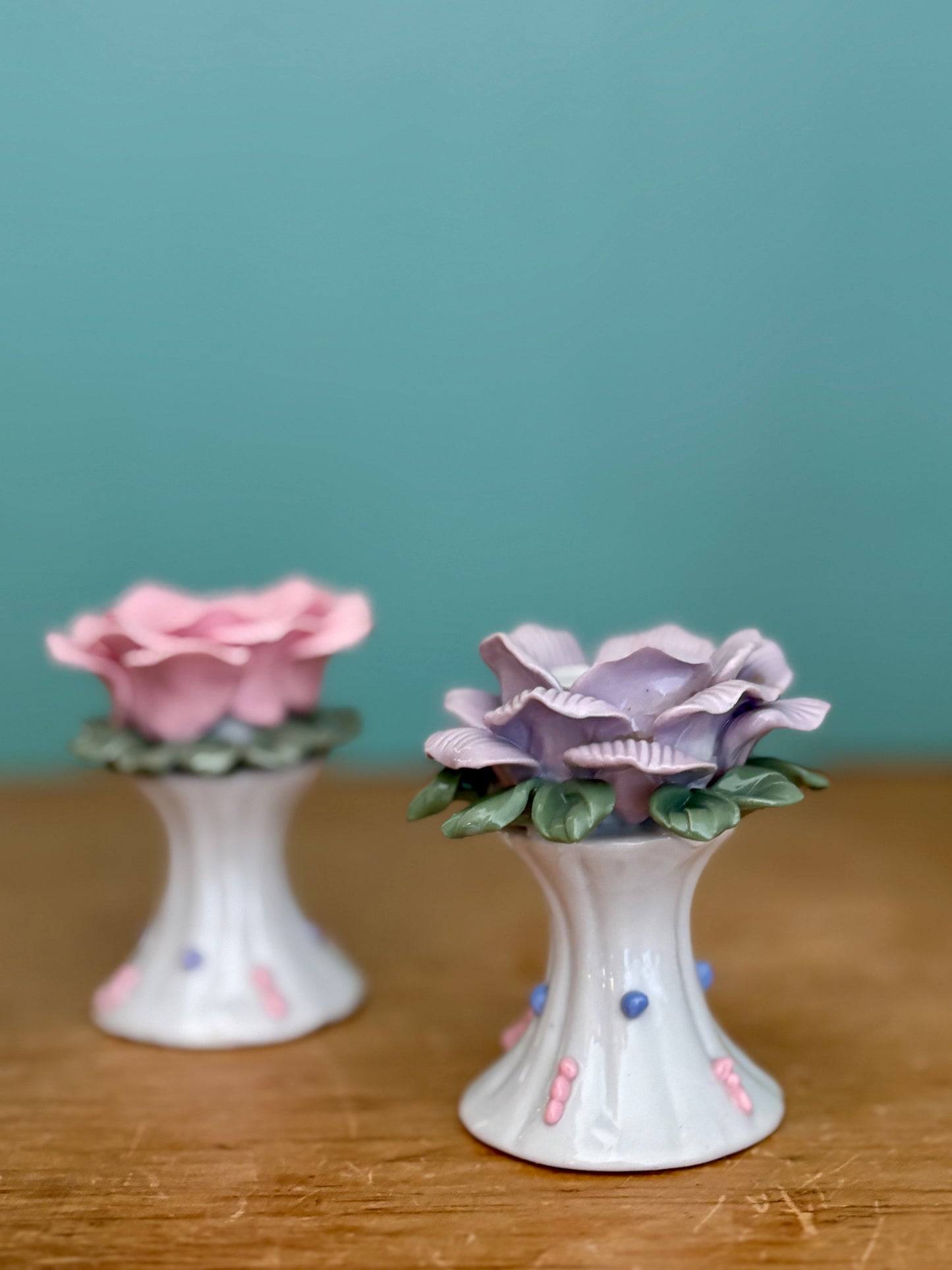 Lot de 6 bougeoirs vintage en céramique