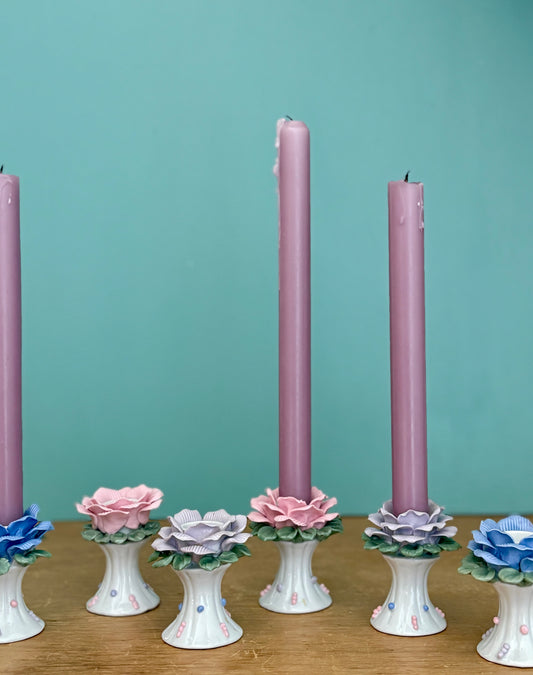Lot de 6 bougeoirs vintage en céramique