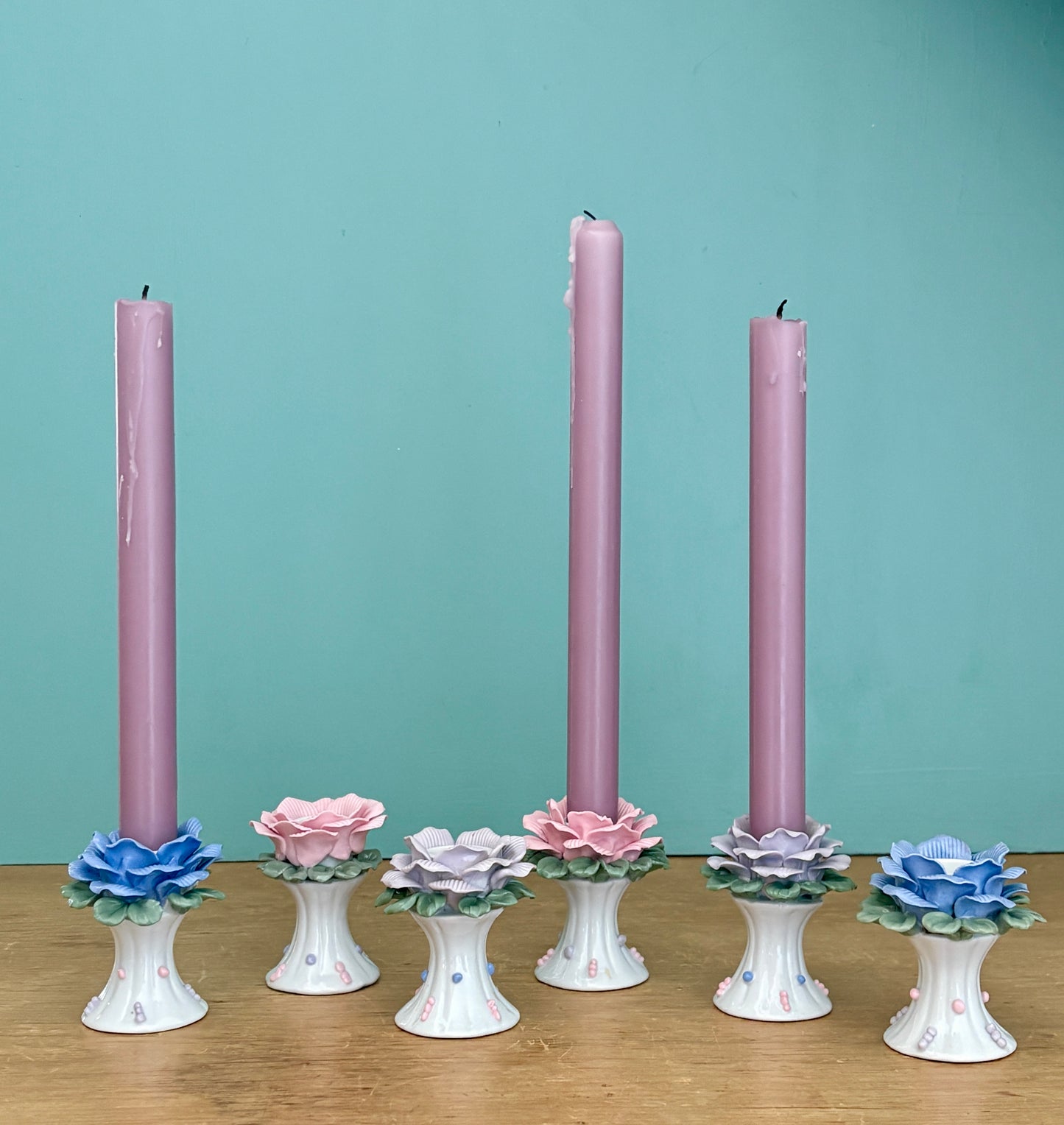 Lot de 6 bougeoirs vintage en céramique