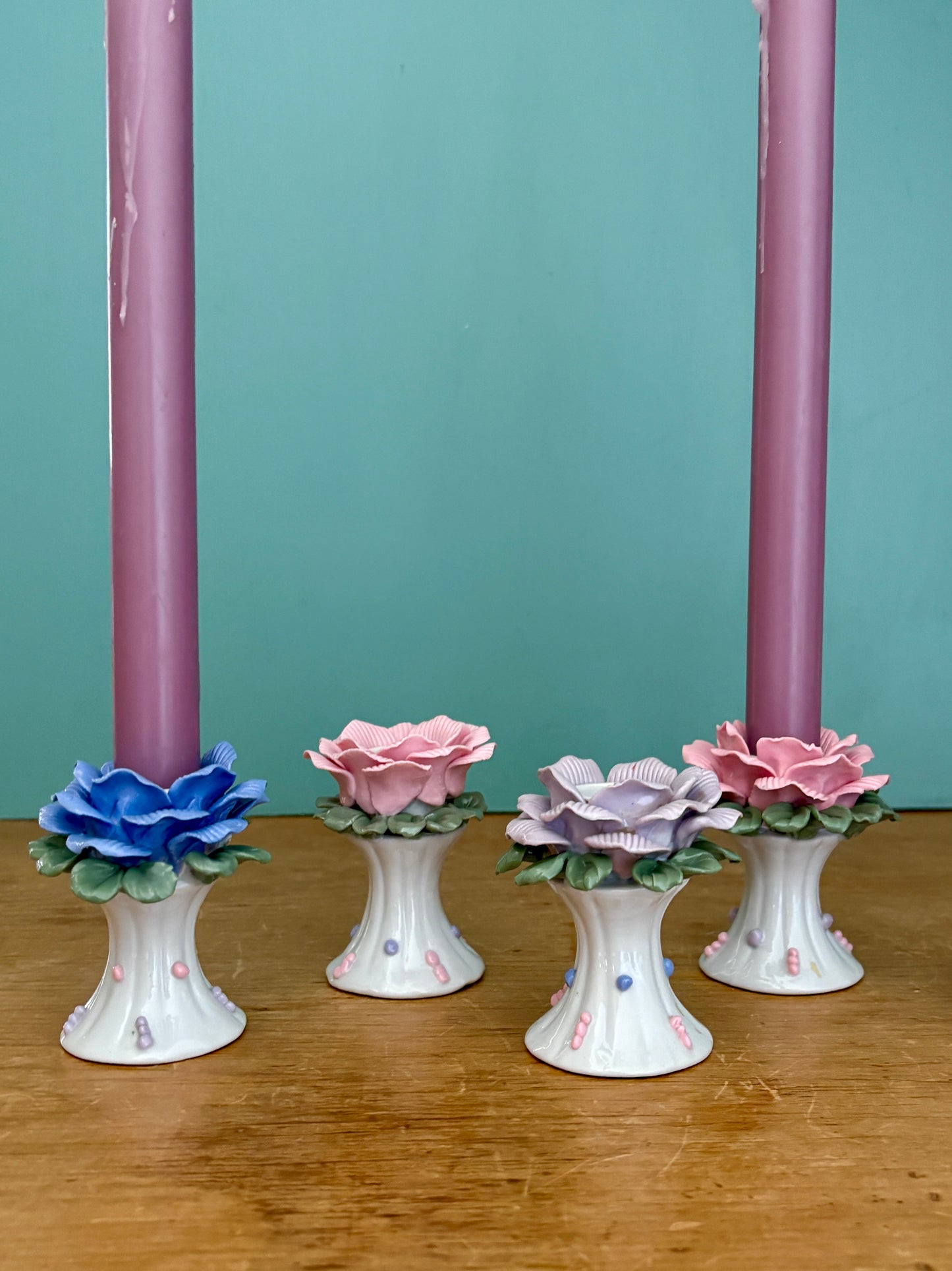 Lot de 6 bougeoirs vintage en céramique
