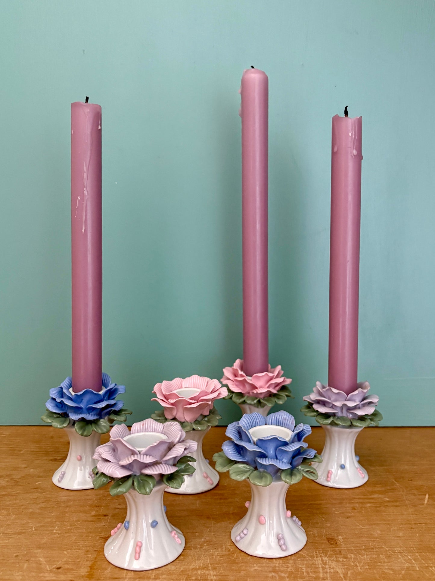 Lot de 6 bougeoirs vintage en céramique
