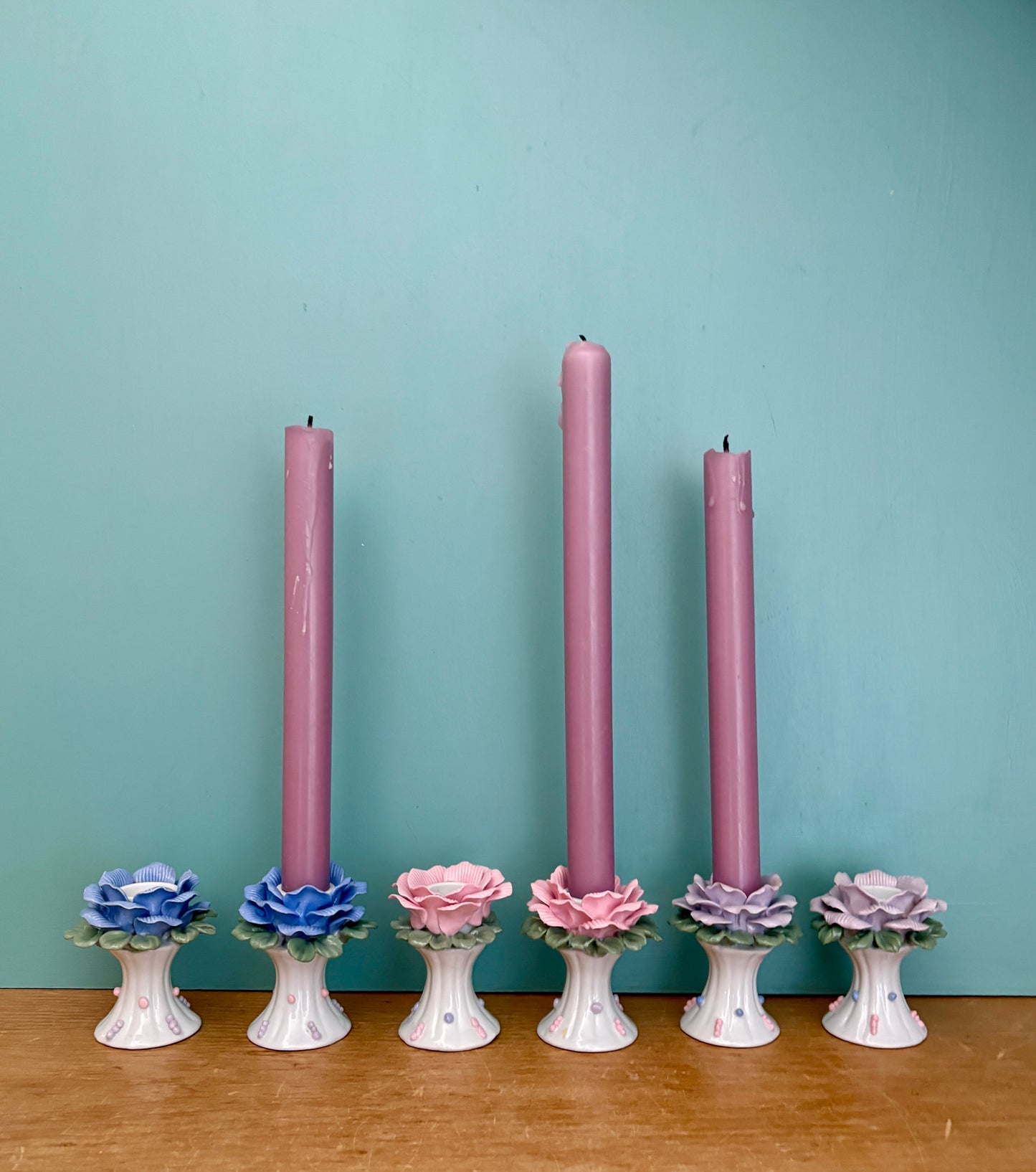Lot de 6 bougeoirs vintage en céramique