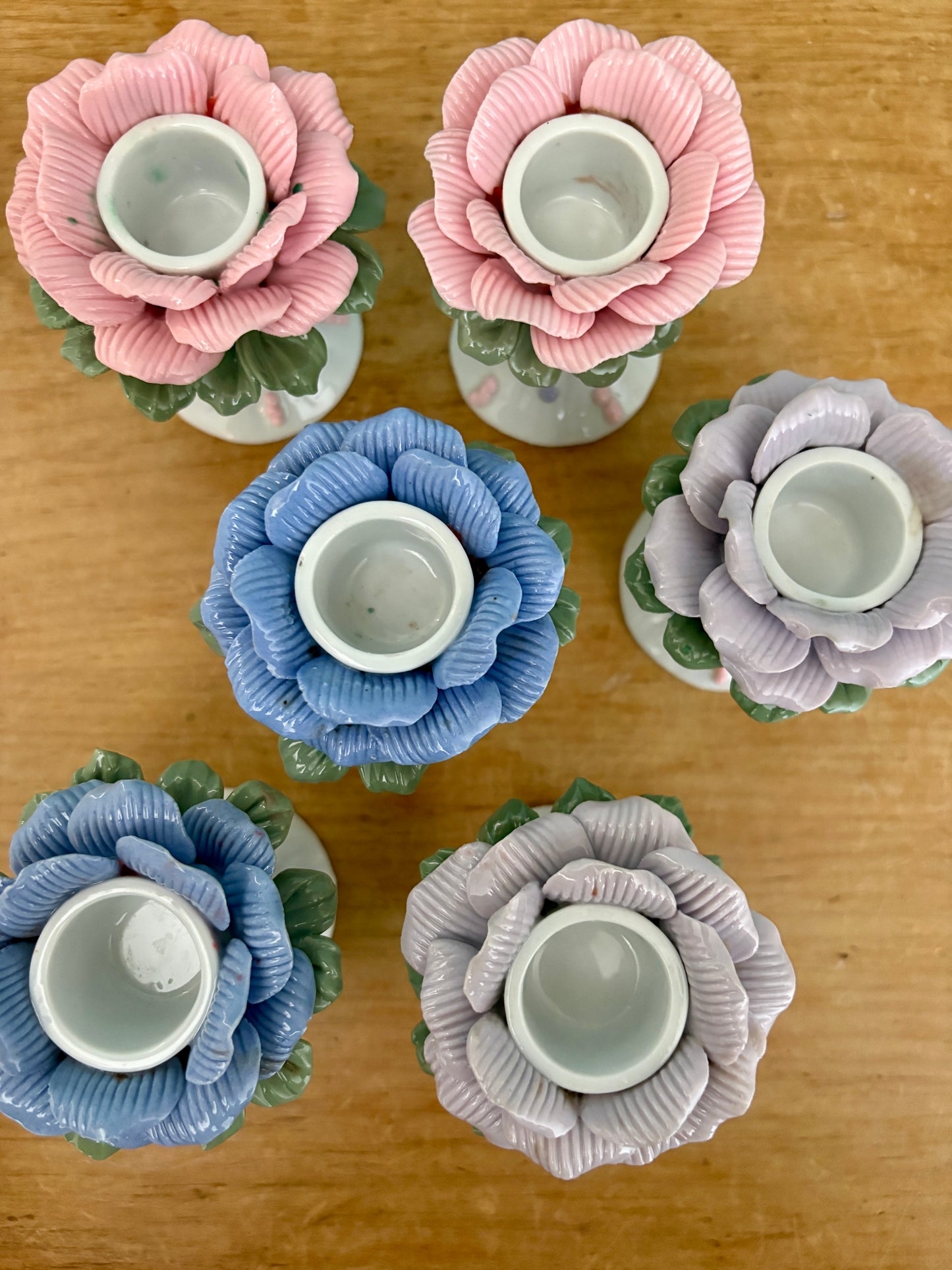Lot de 6 bougeoirs vintage en céramique
