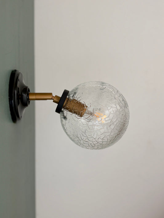 Applique globe vintage en verre effet craquelé