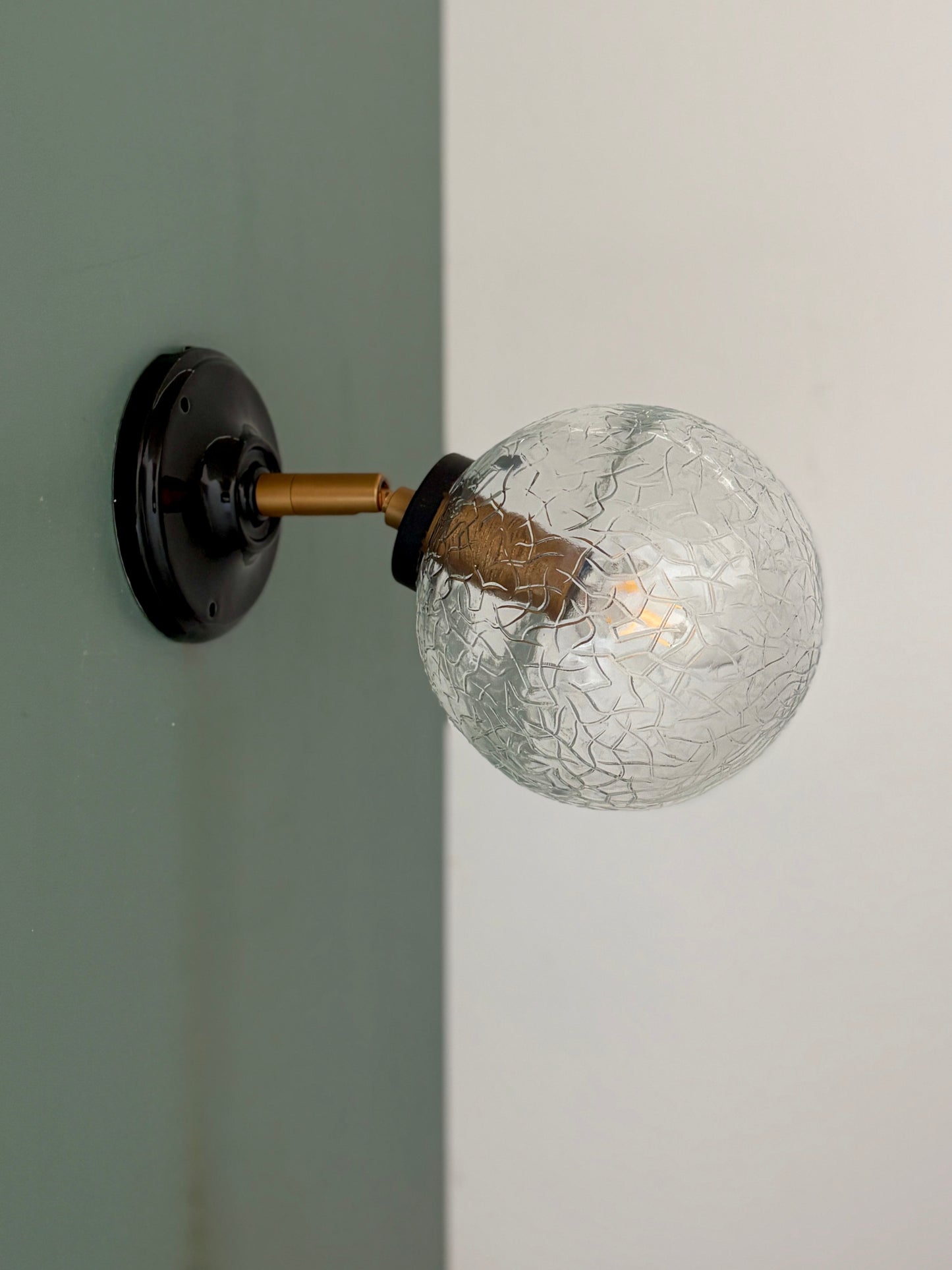 Applique globe vintage en verre effet craquelé
