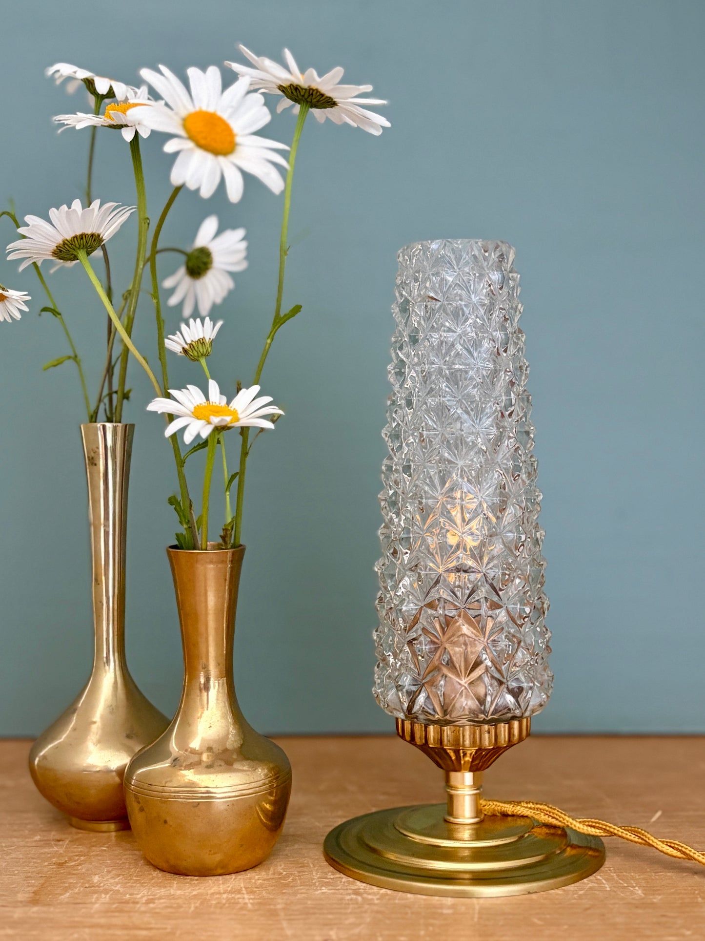 Lampe à poser tulipe vintage en verre