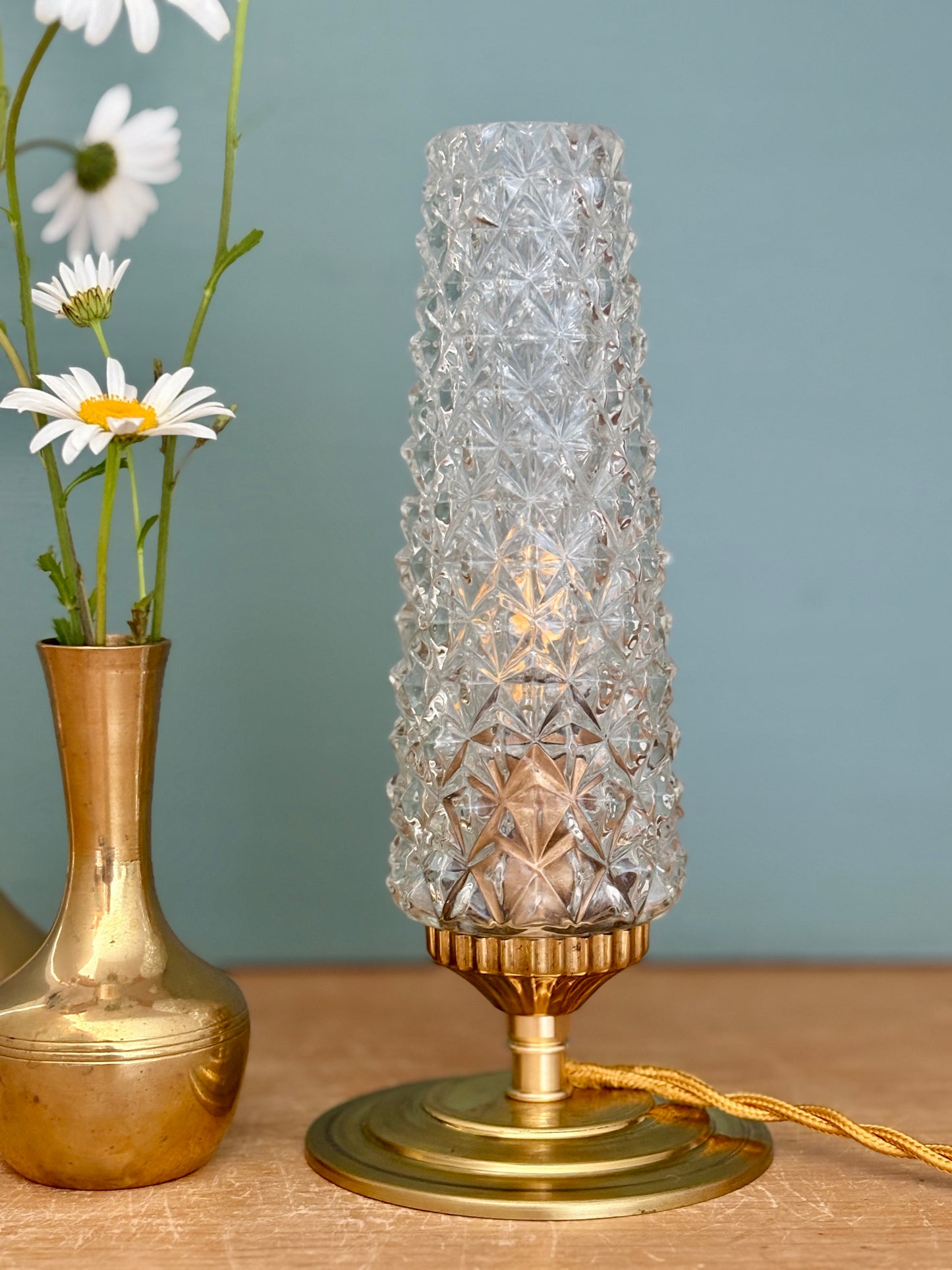Lampe à poser tulipe vintage en verre
