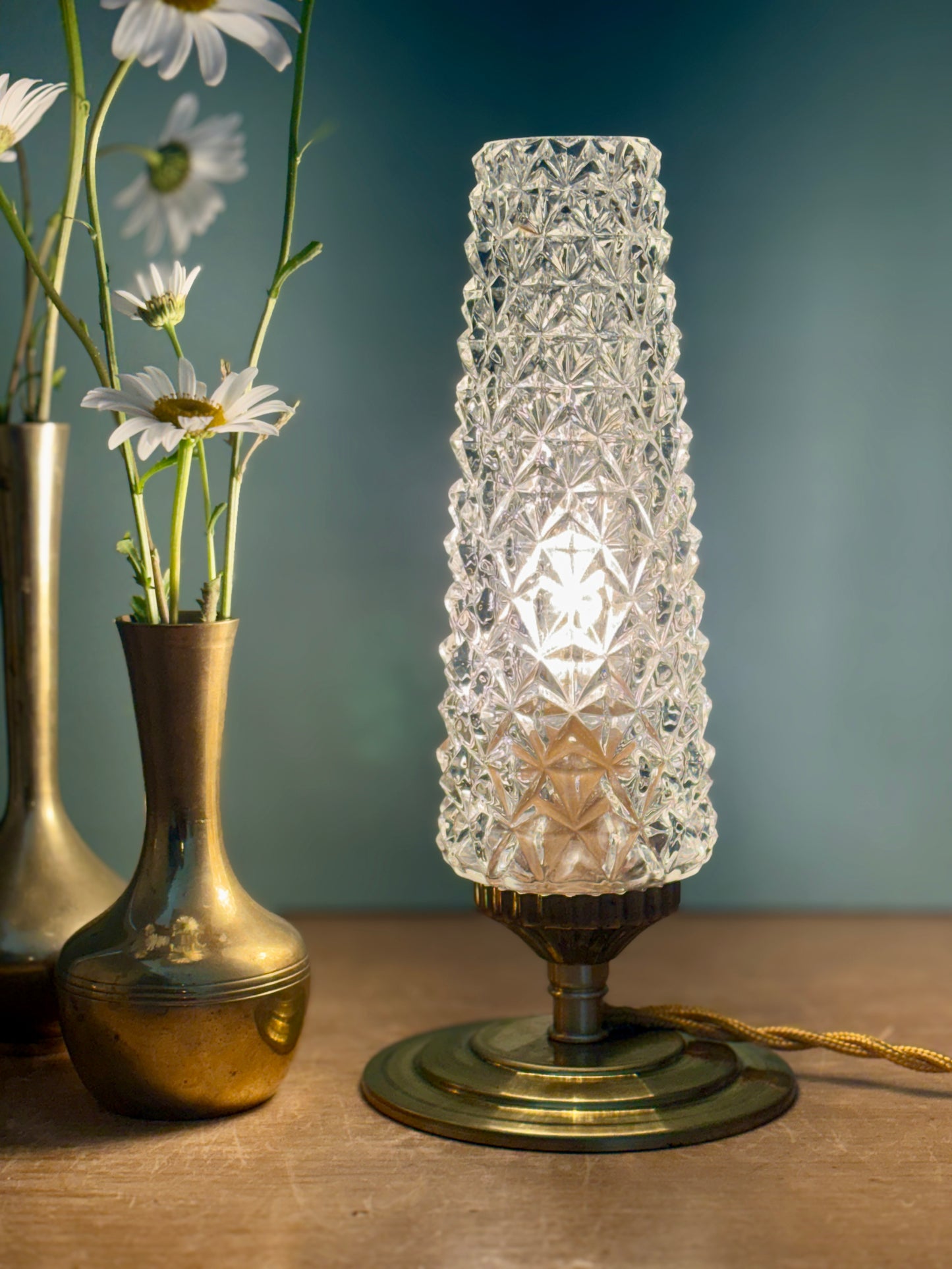 Lampe à poser tulipe vintage en verre