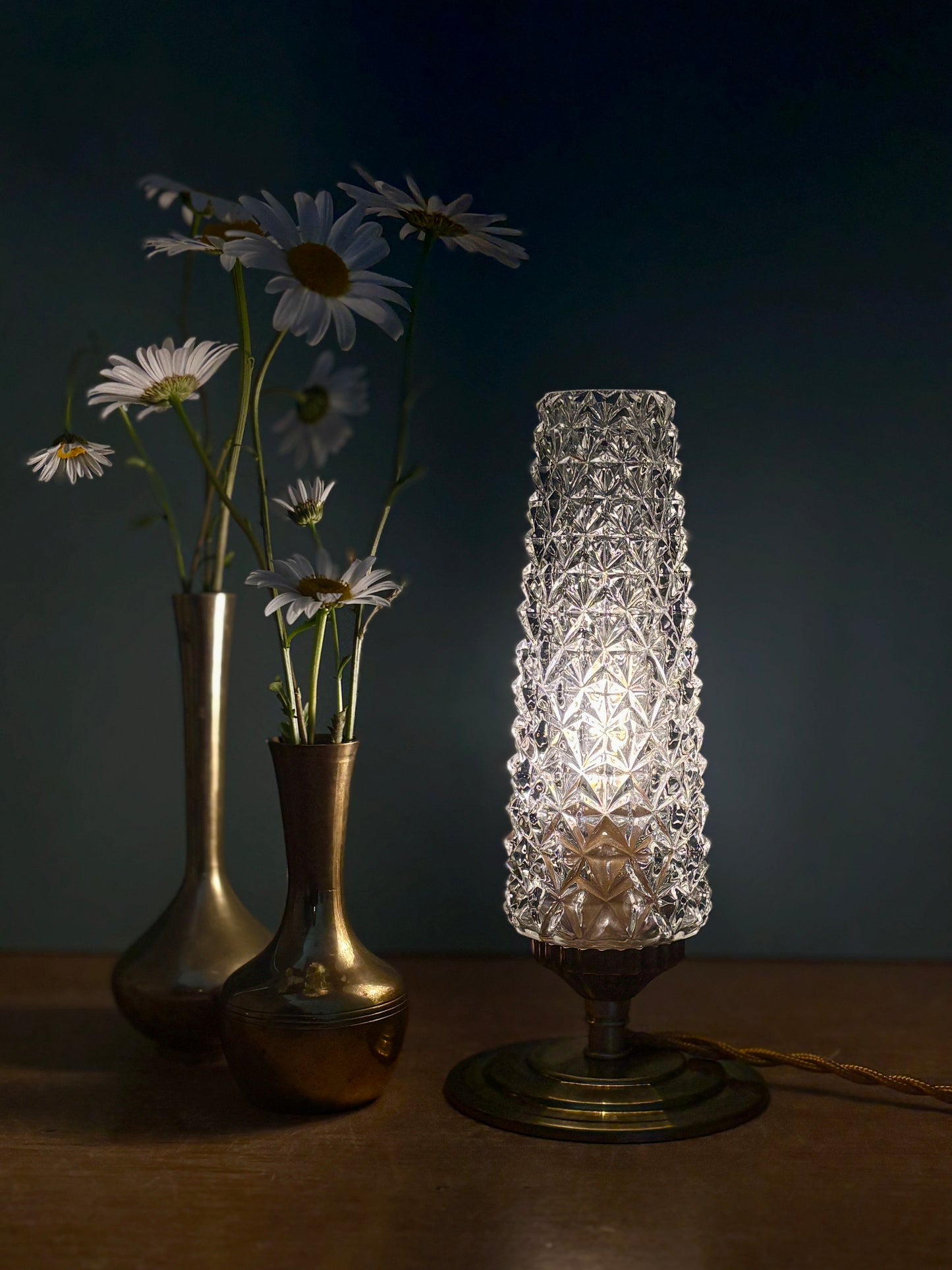 Lampe à poser tulipe vintage en verre