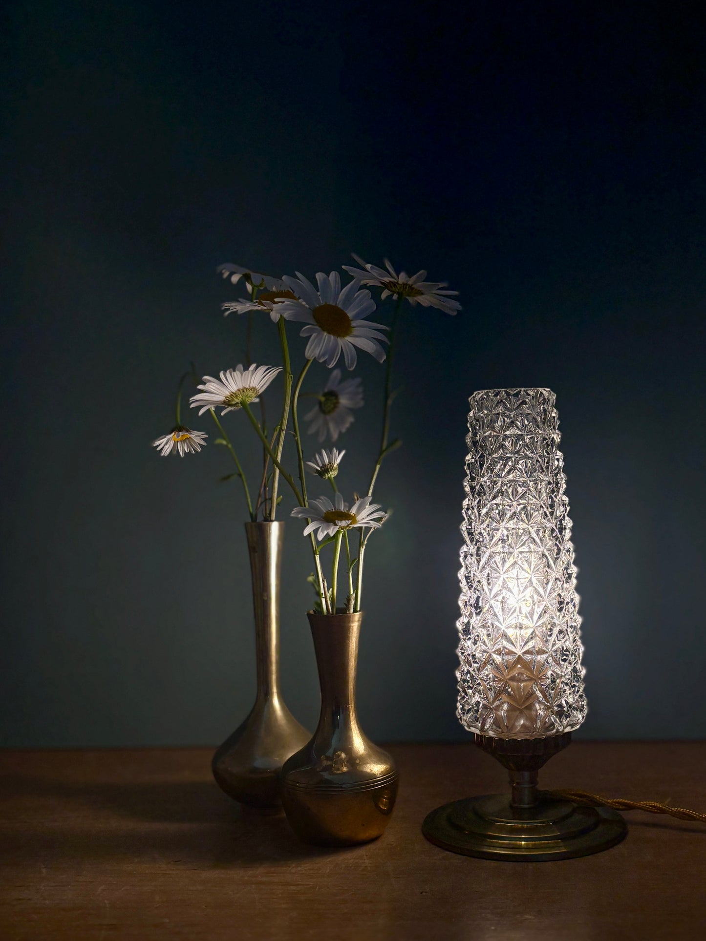 Lampe à poser tulipe vintage en verre