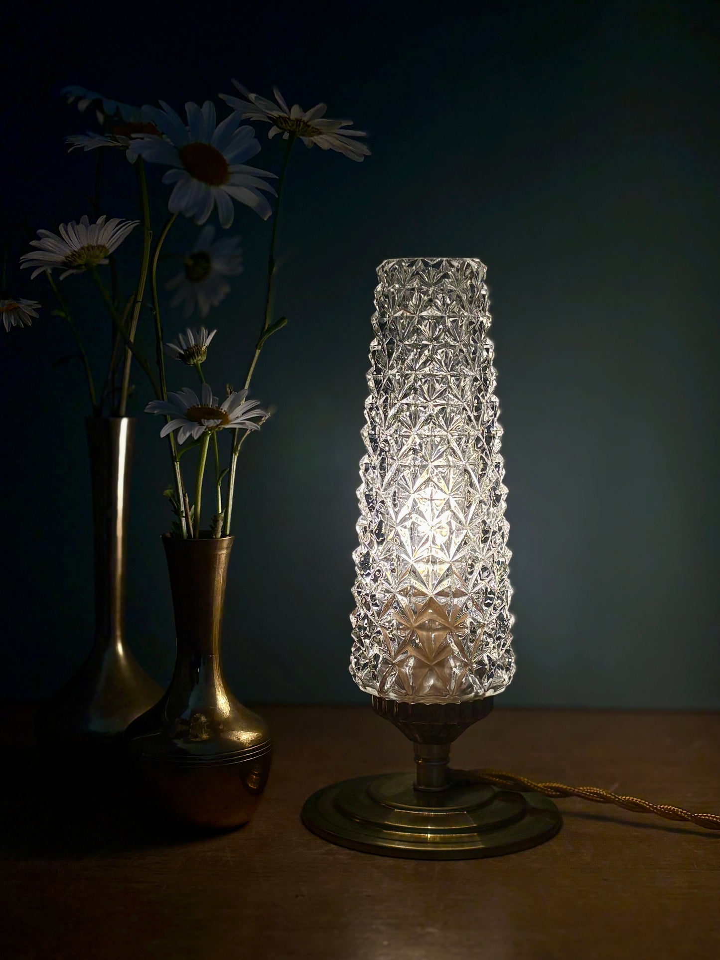 Lampe à poser tulipe vintage en verre