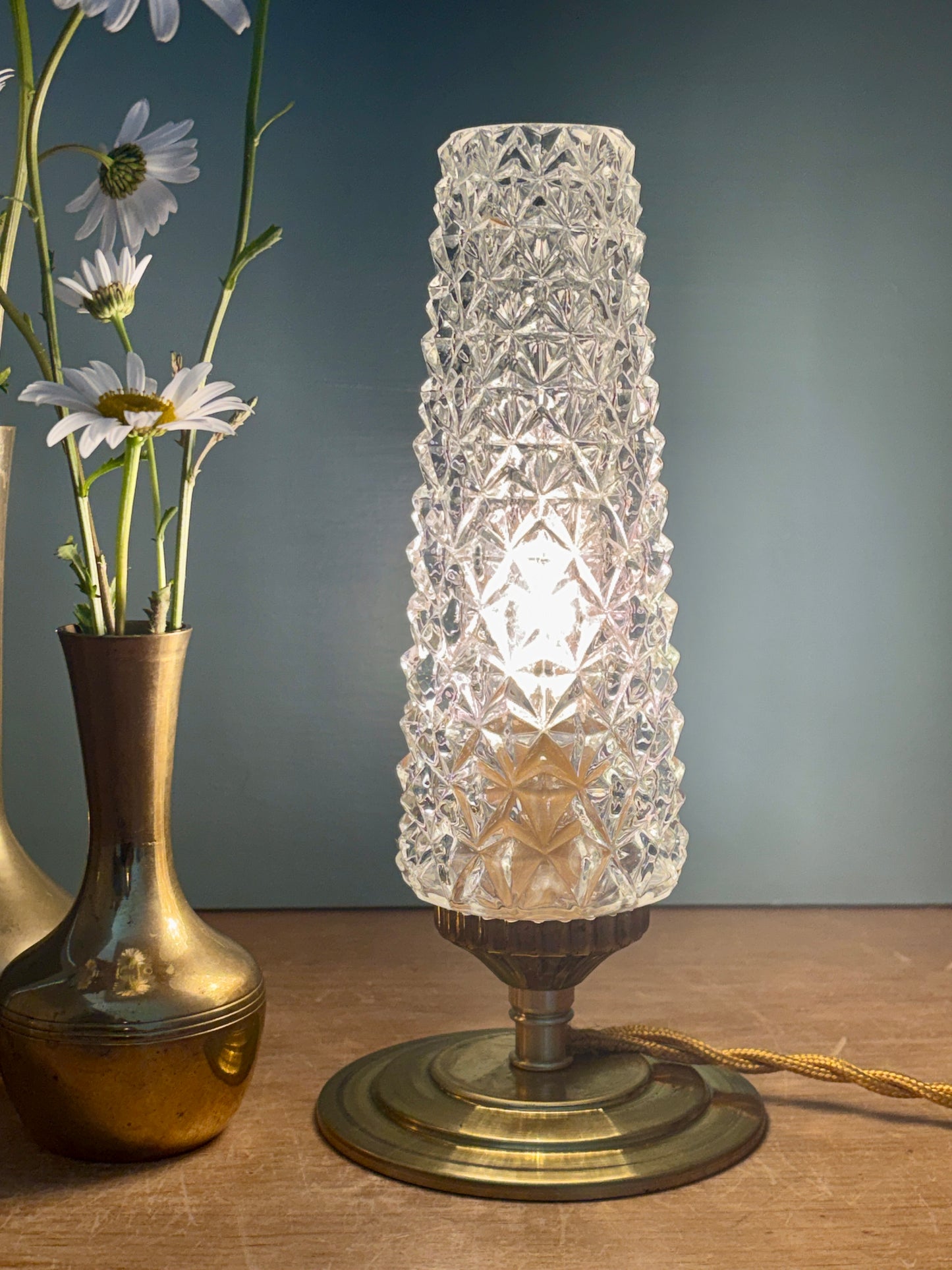 Lampe à poser tulipe vintage en verre