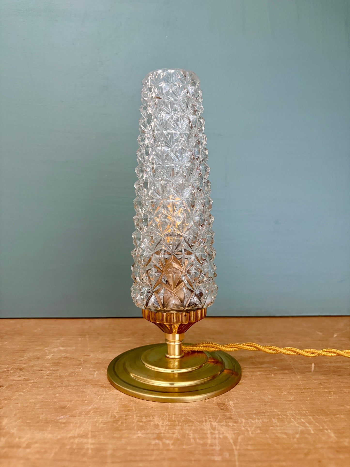 Lampe à poser tulipe vintage en verre