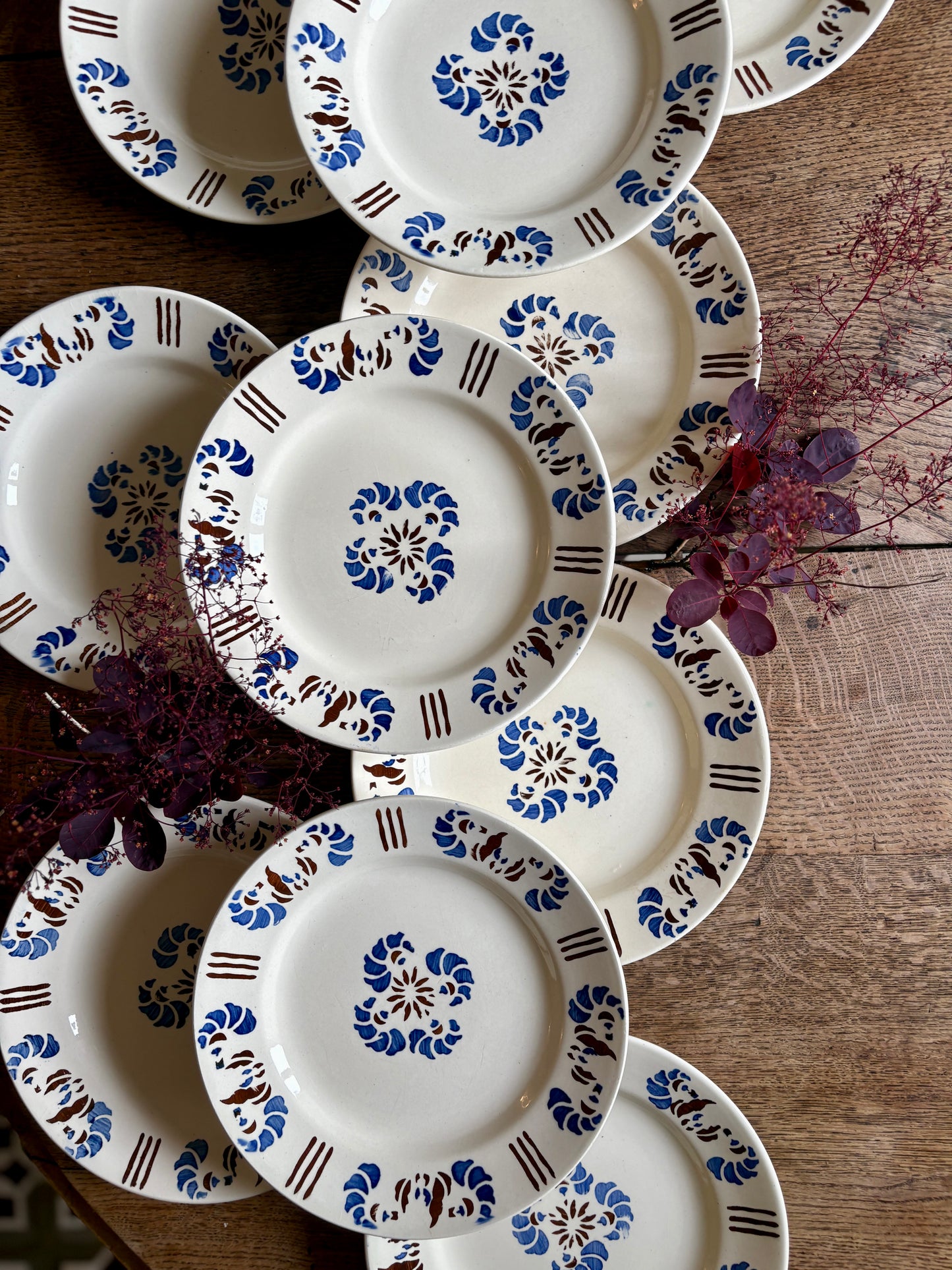 Lot de 10 assiettes plates anciennes modèle Laval