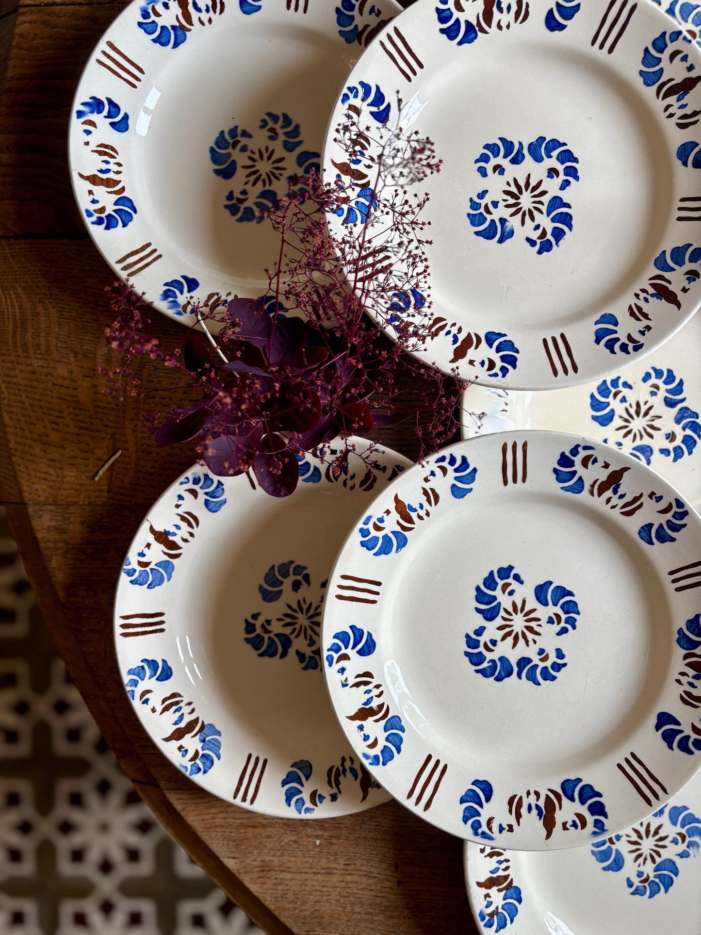 Lot de 10 assiettes plates anciennes modèle Laval