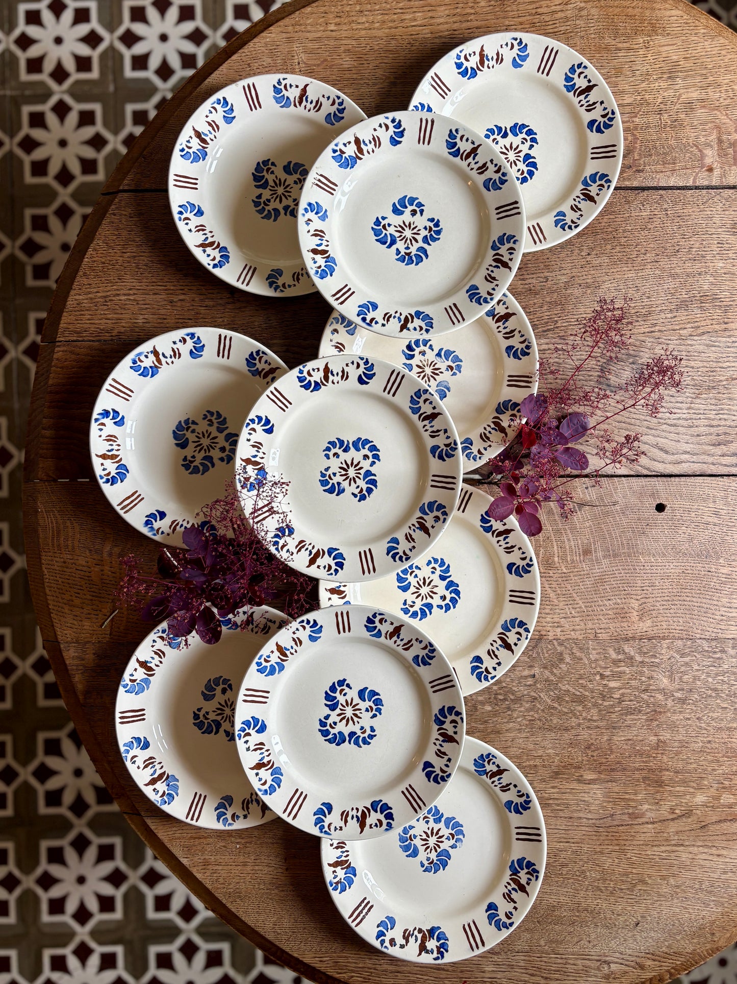 Lot de 10 assiettes plates anciennes modèle Laval