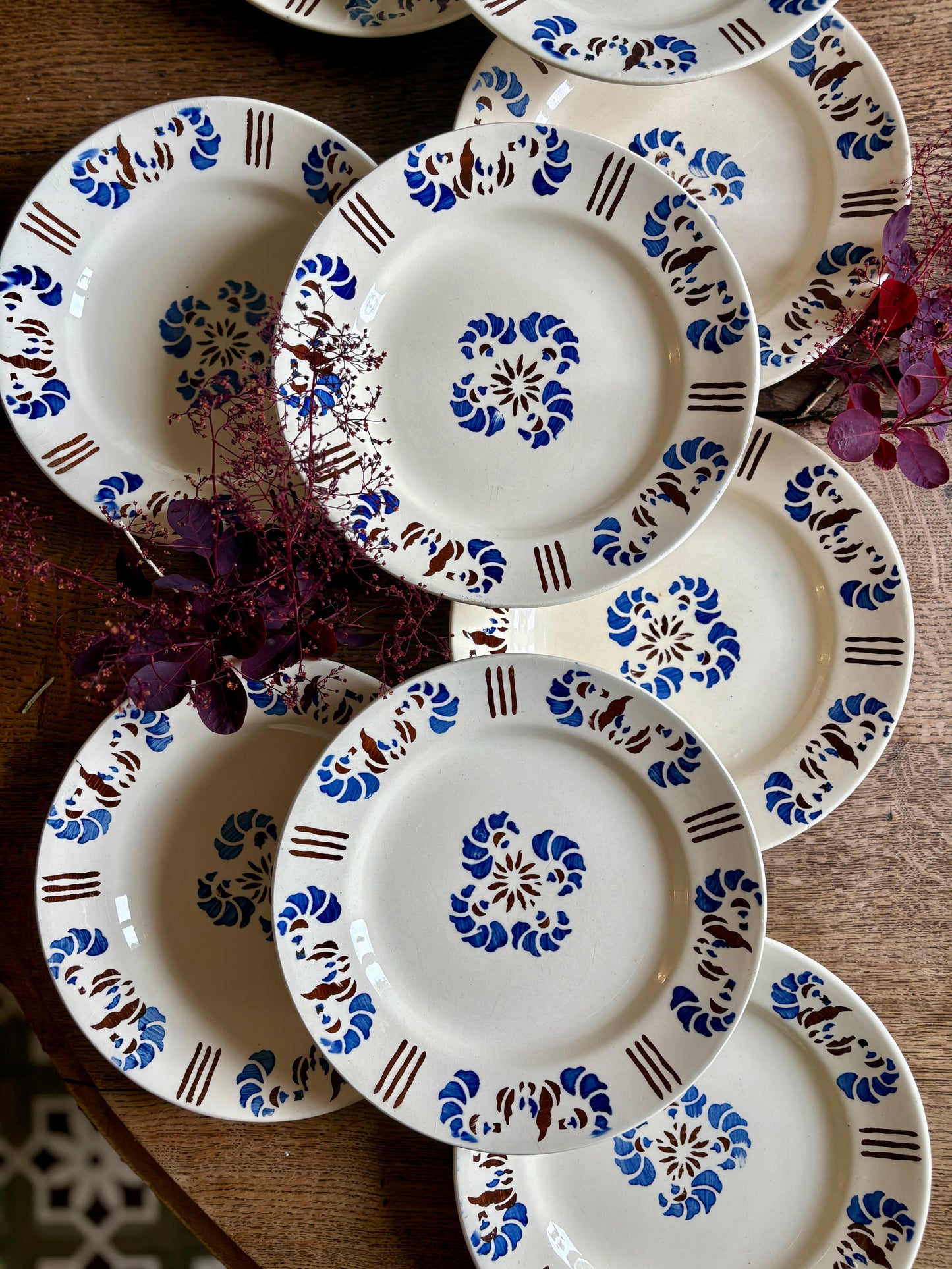 Lot de 10 assiettes plates anciennes modèle Laval