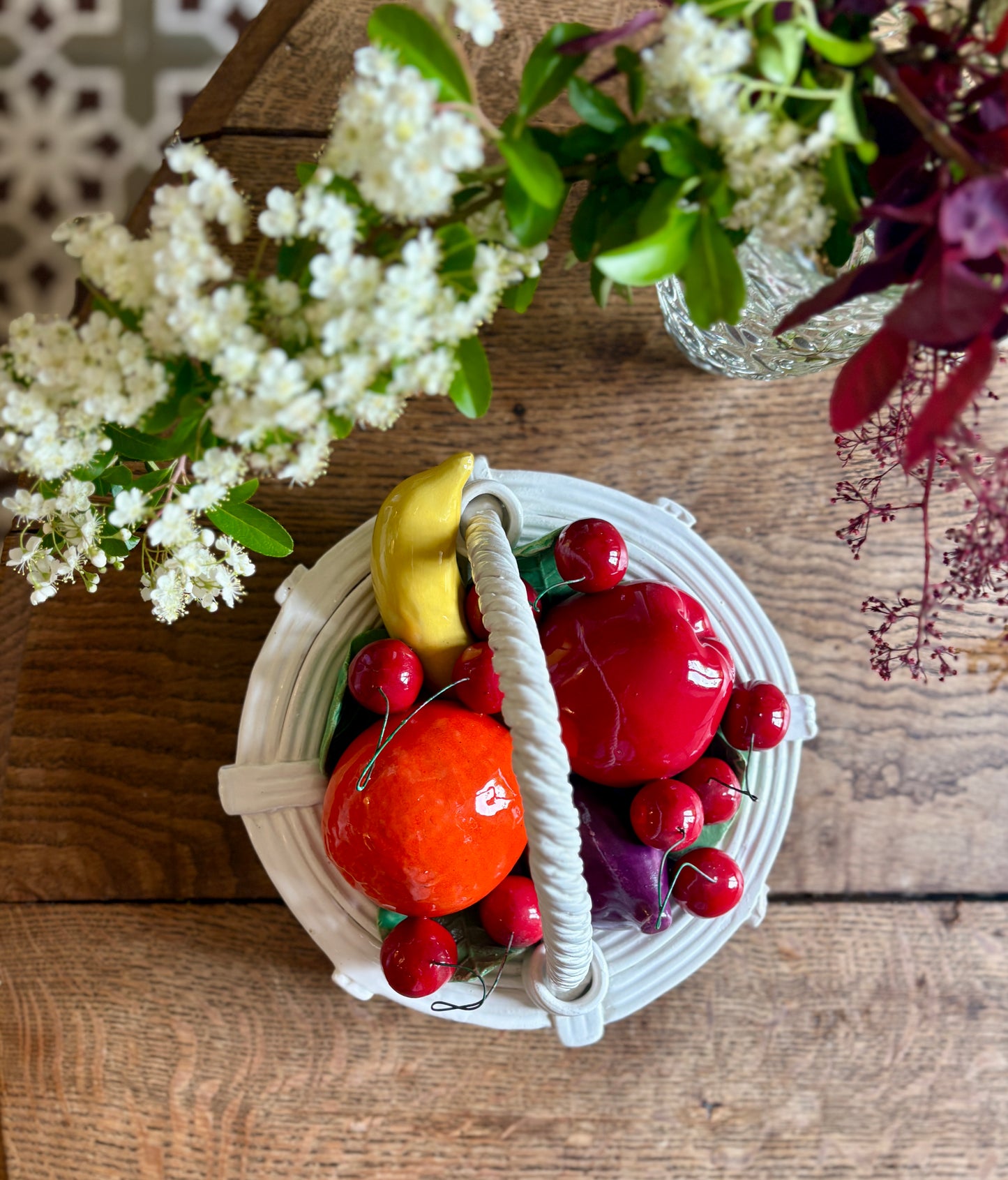 Panier de fruit vintage en céramique