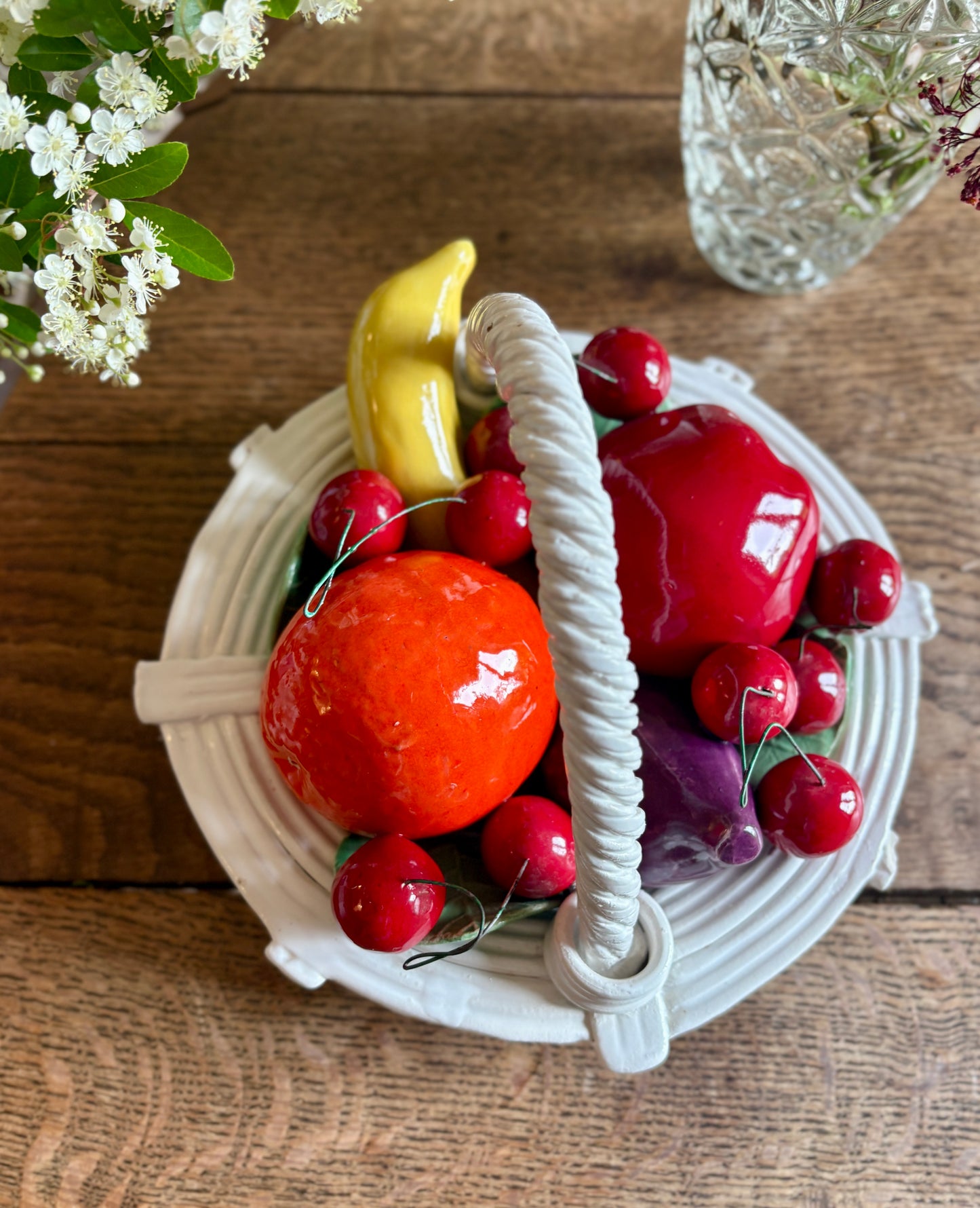 Panier de fruit vintage en céramique