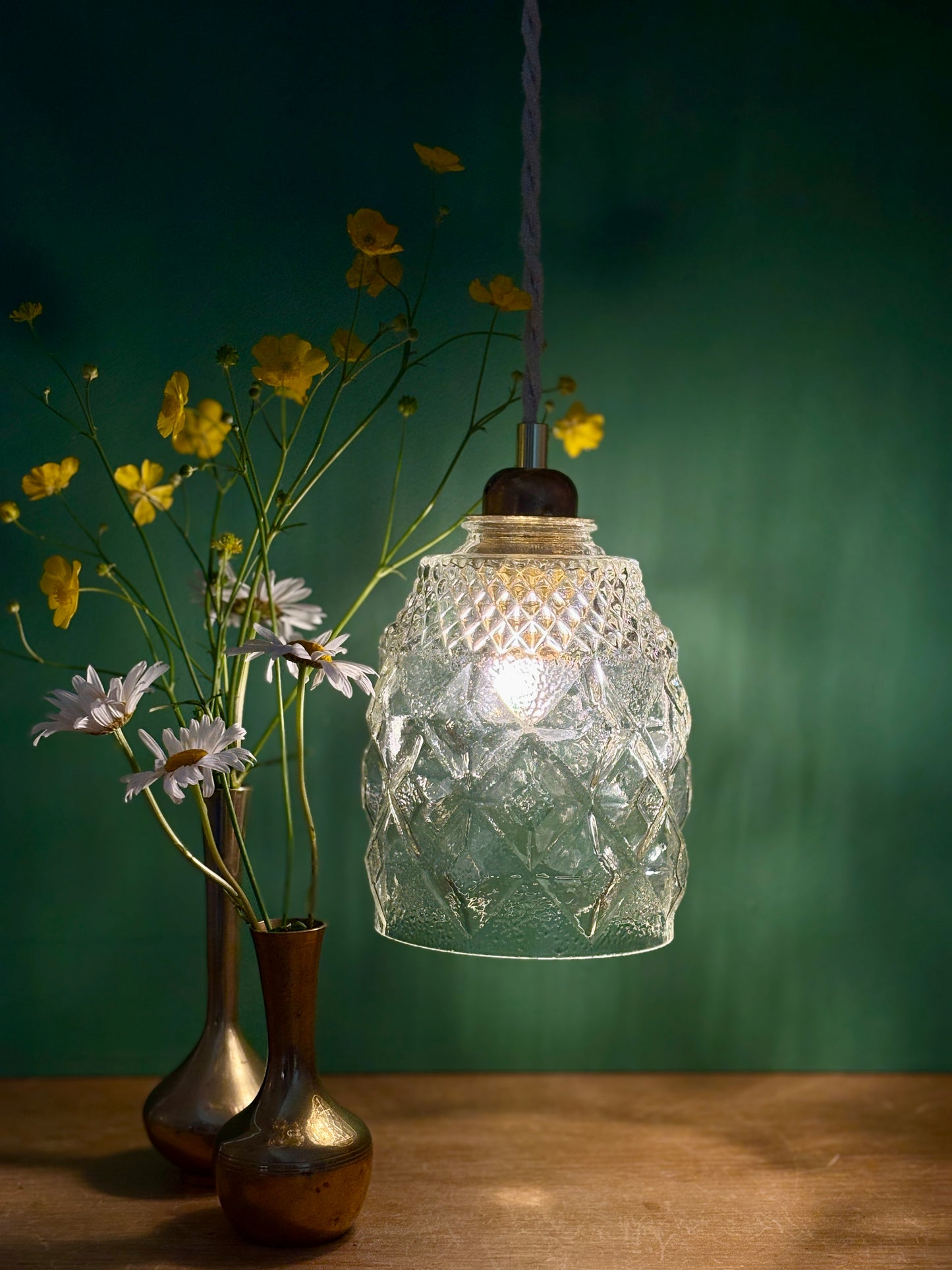 Suspension globe vintage en verre (BDO3)